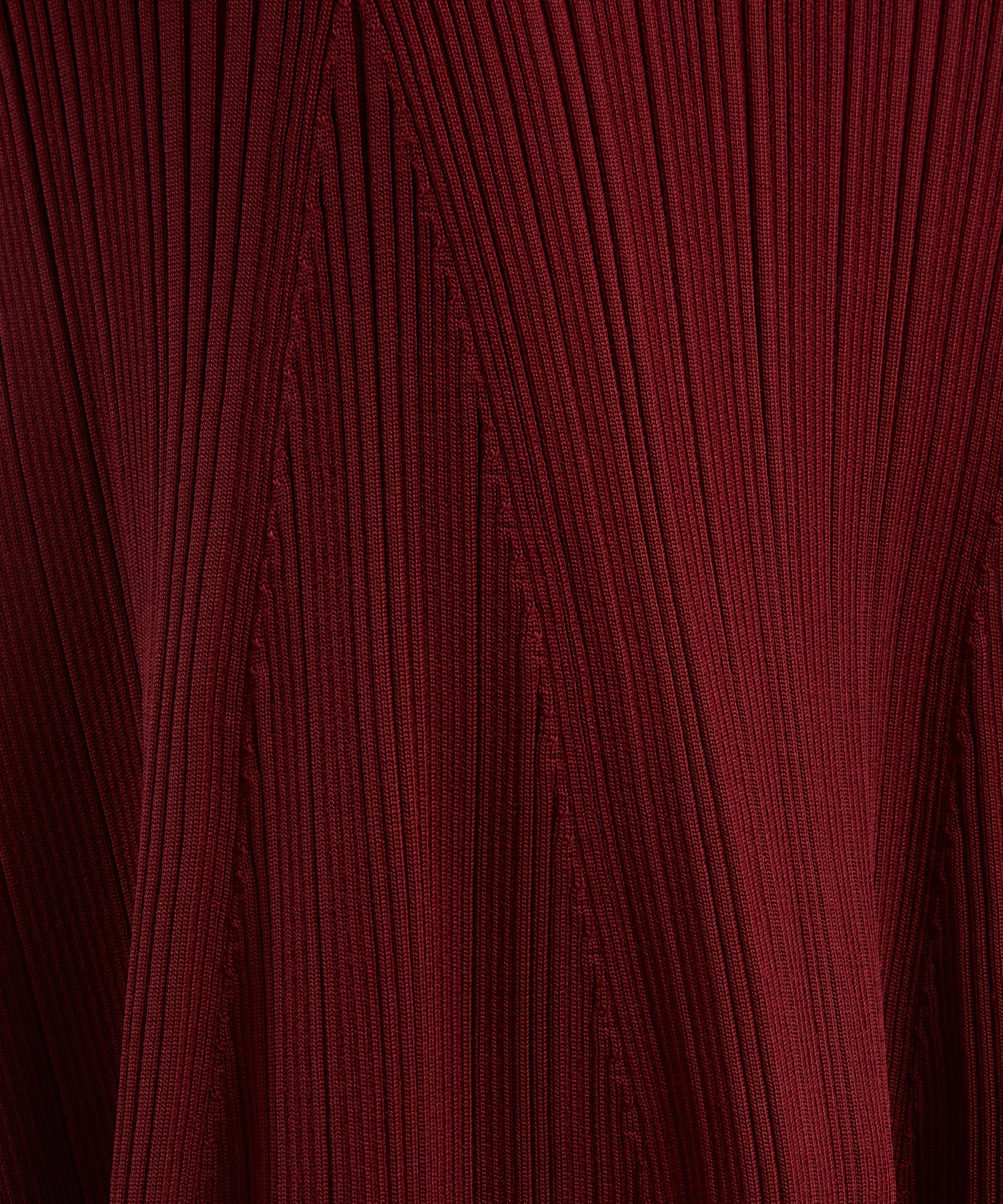 Self-Portrait - Burgundy Ribbed Knit Midi Dress image number 4