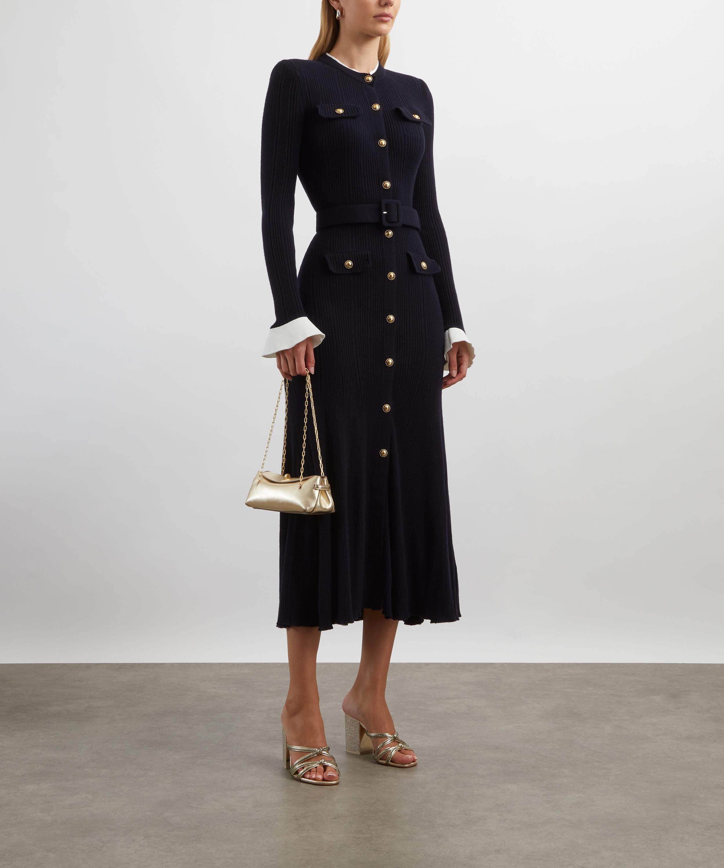 Self-Portrait - Navy Viscose Knit Midi Dress image number 1