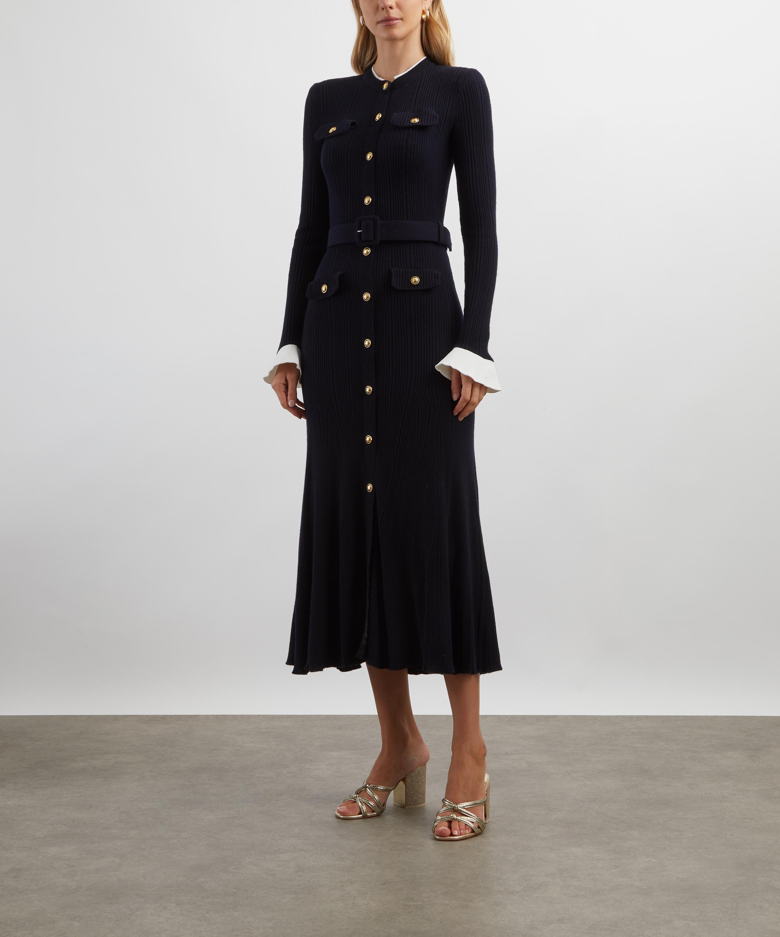 Self-Portrait - Navy Viscose Knit Midi Dress image number 2