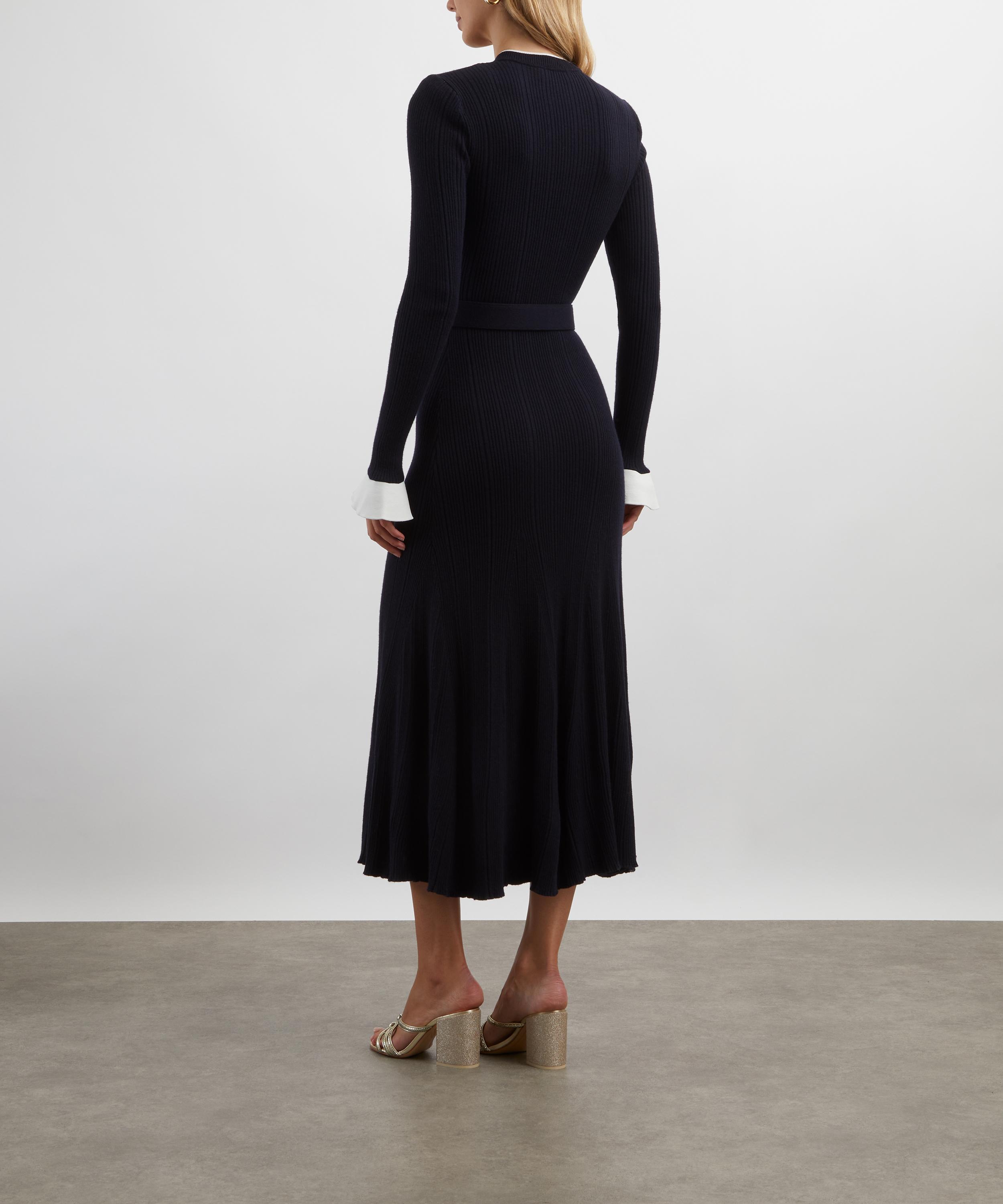 Self-Portrait - Navy Viscose Knit Midi Dress image number 3