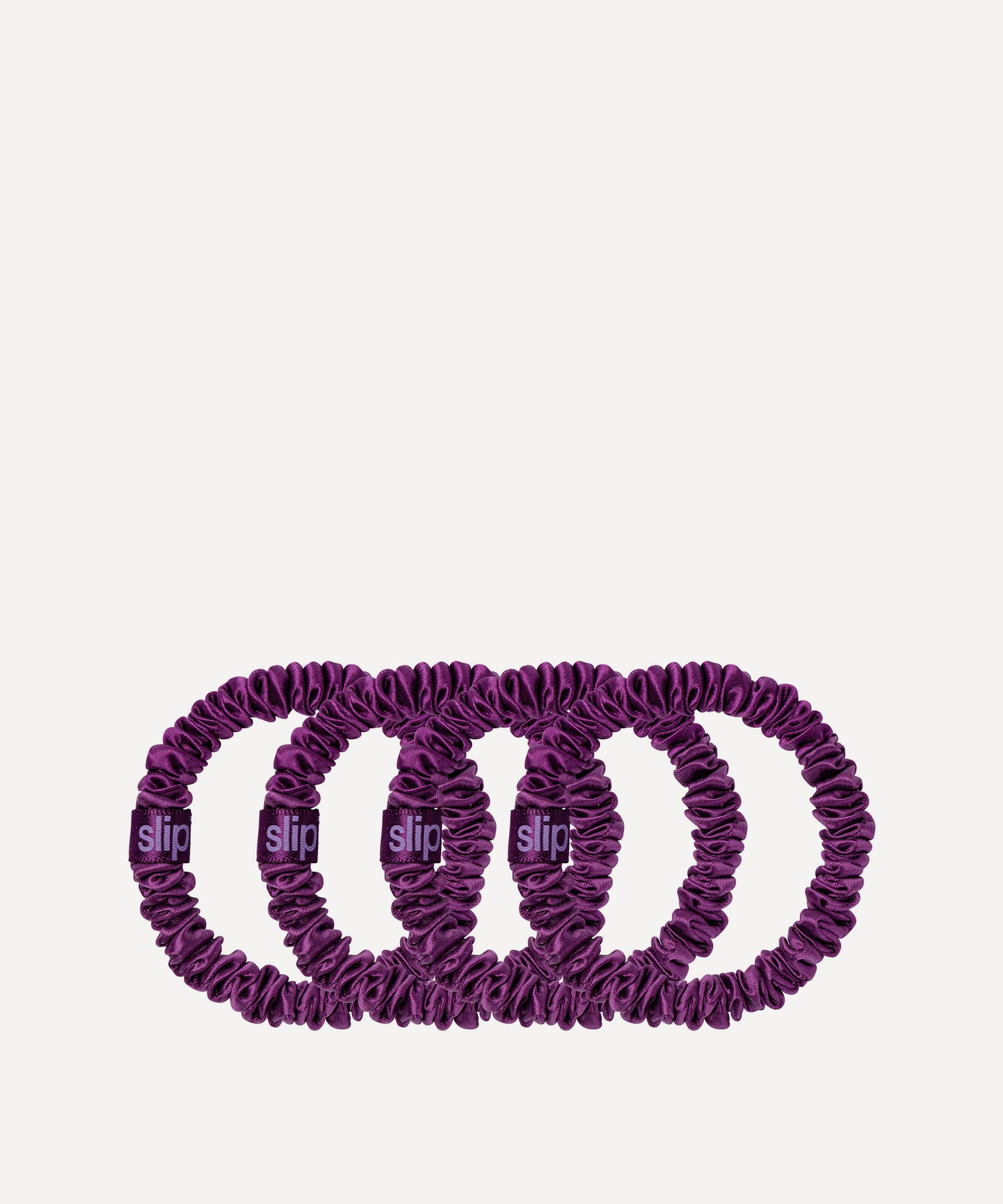 Slip - Dark Purple Skinny Silk Scrunchies Pack of 4 image number 1
