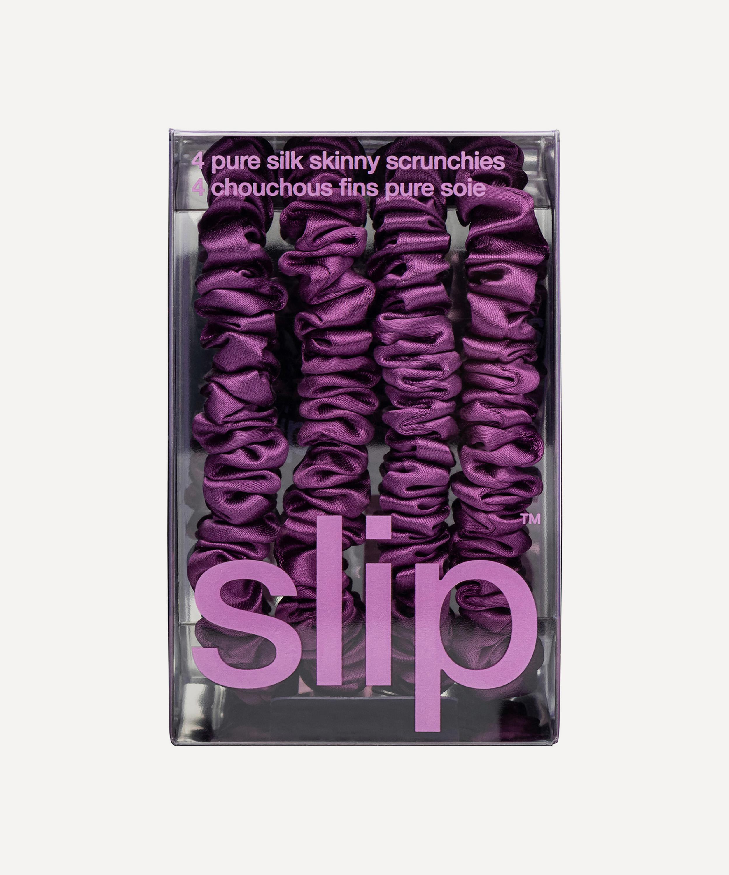Slip - Dark Purple Skinny Silk Scrunchies Pack of 4 image number 3