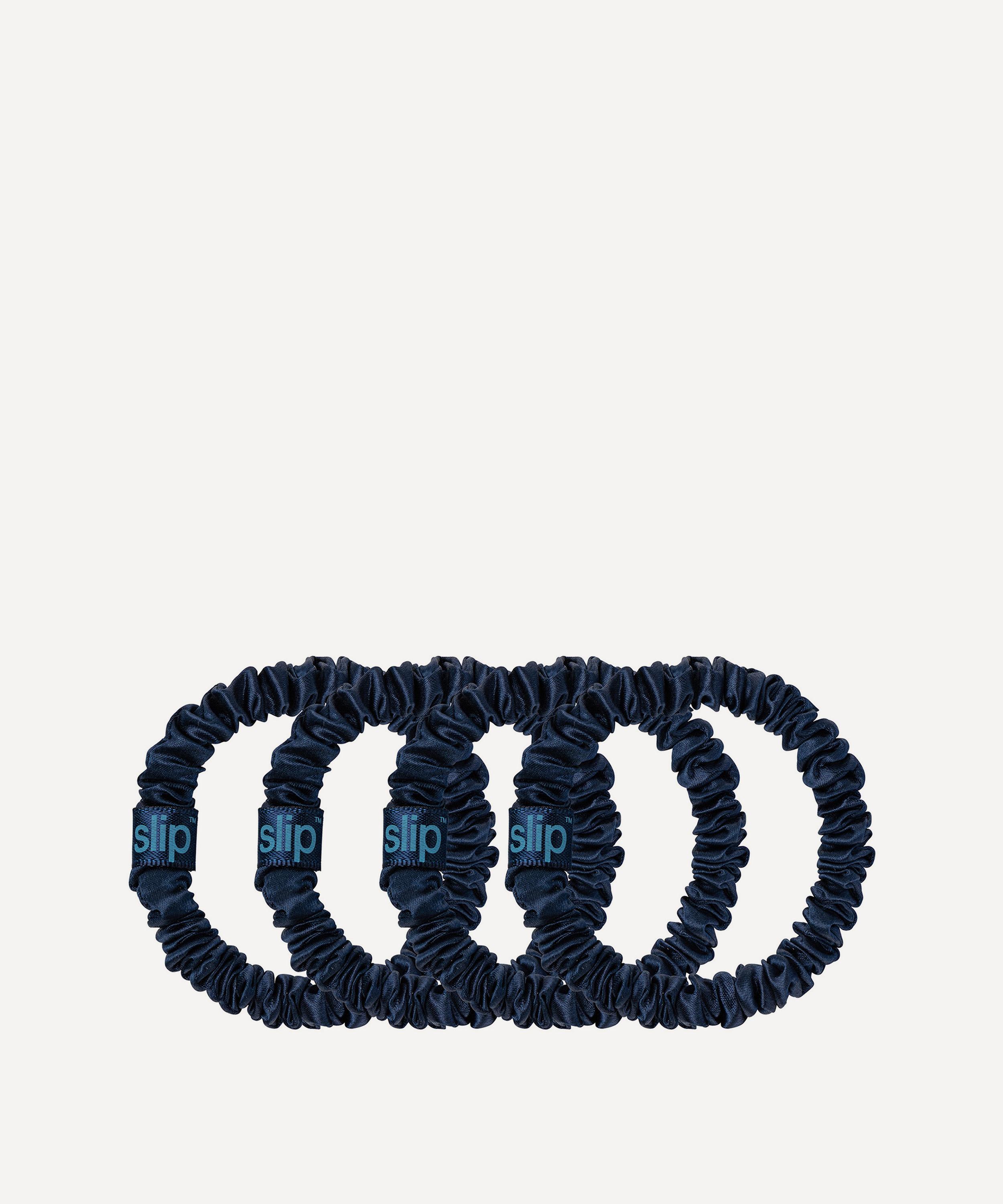 Slip - Navy Skinny Silk Scrunchies Pack of 4 image number 1