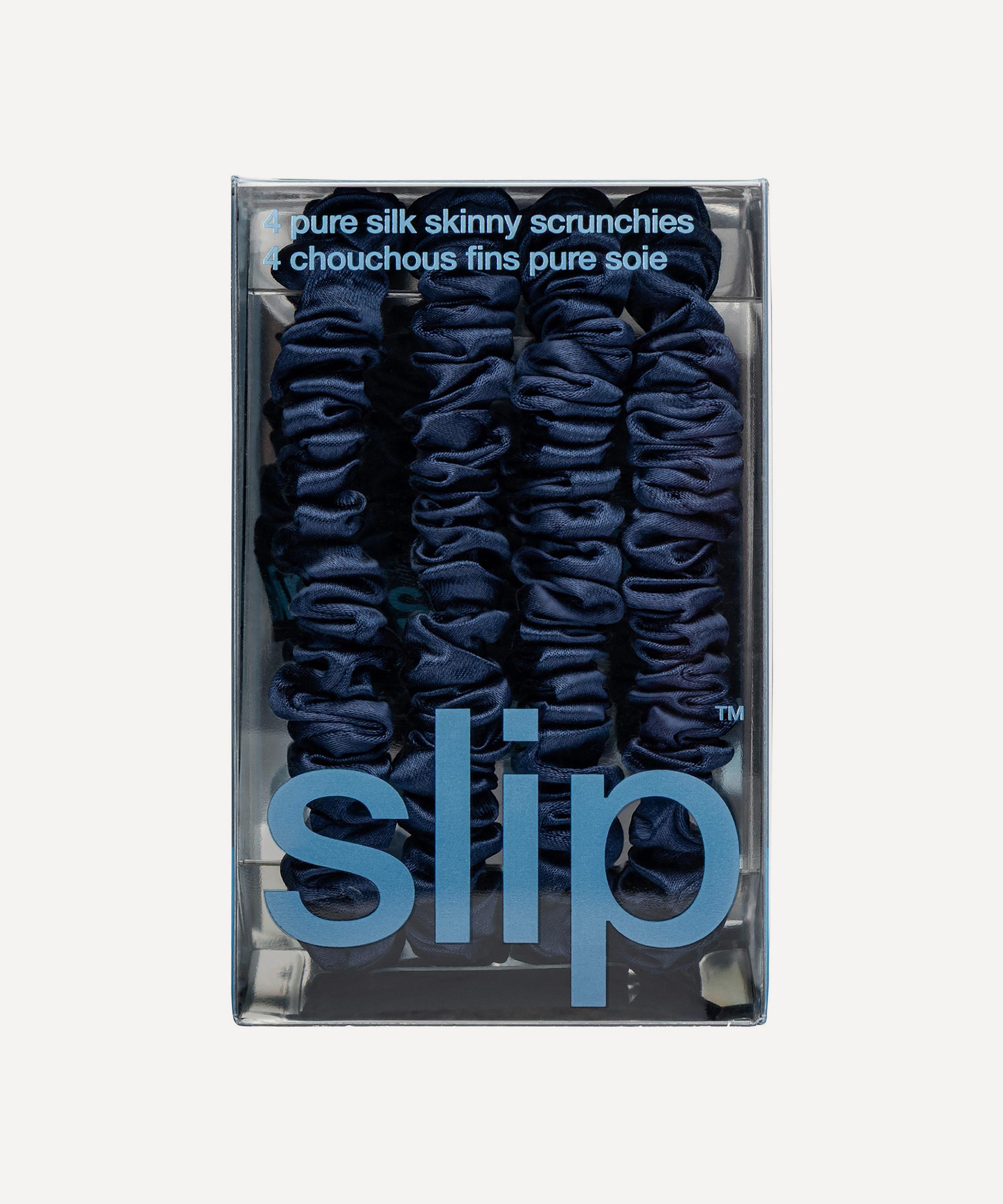 Slip - Navy Skinny Silk Scrunchies Pack of 4 image number 3