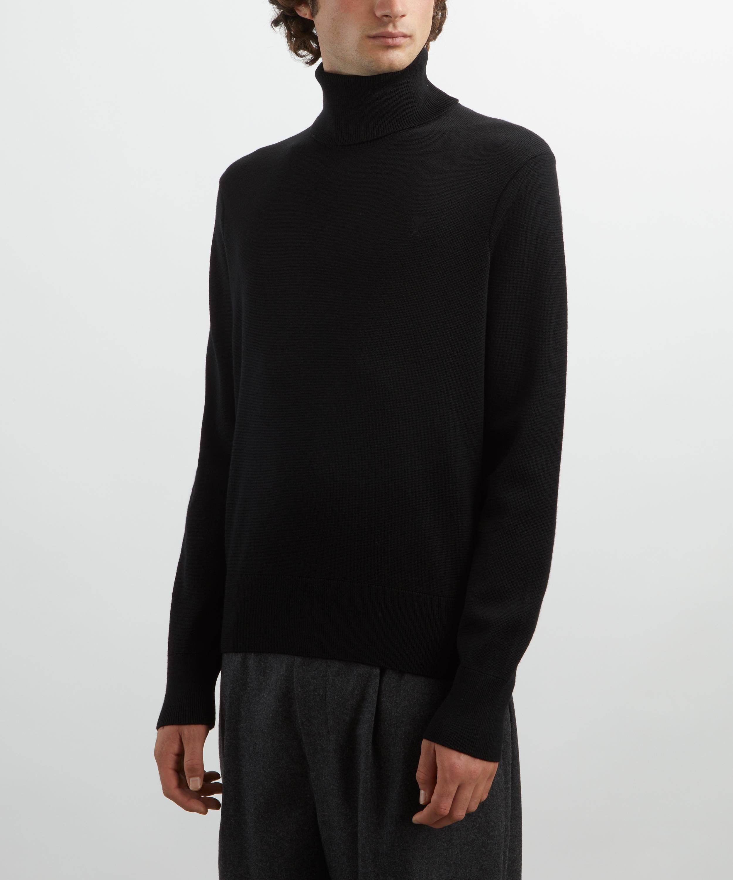 Ami - Black Ami de Coeur Turtle-Neck Jumper image number 2