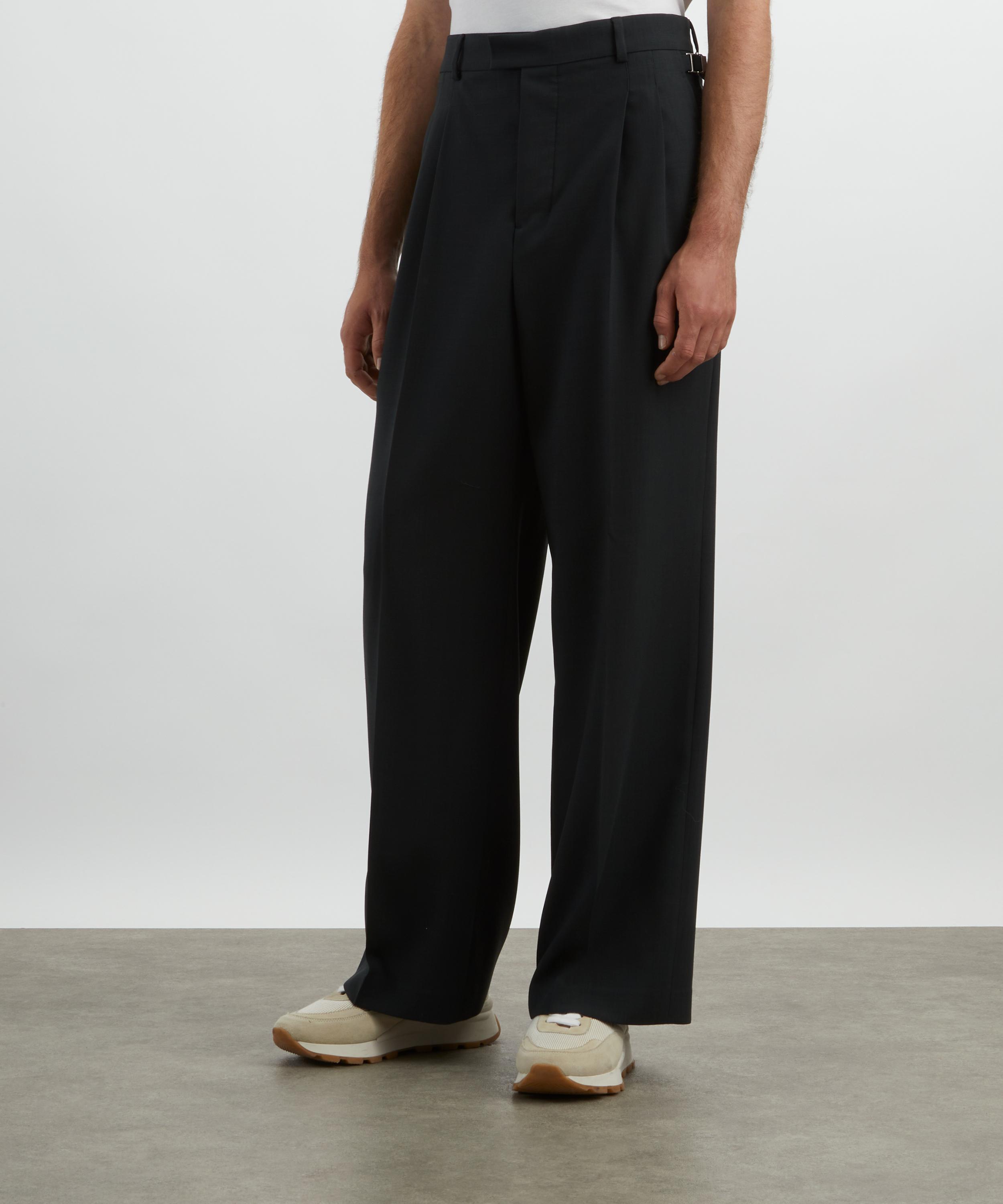 Ami - Black Wool Low-Waist Wide Trousers image number 2