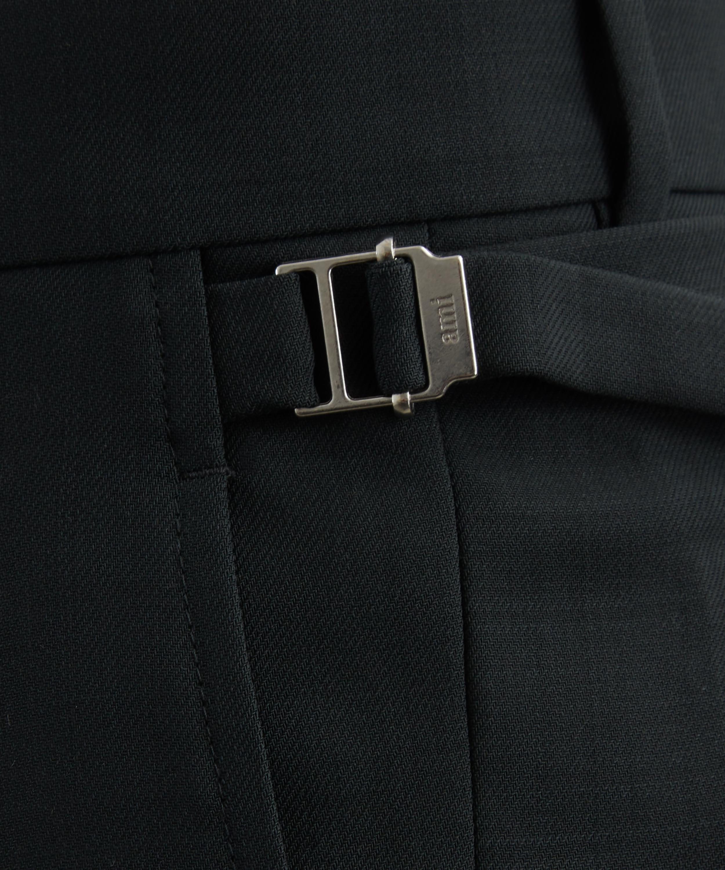 Ami - Black Wool Low-Waist Wide Trousers image number 4