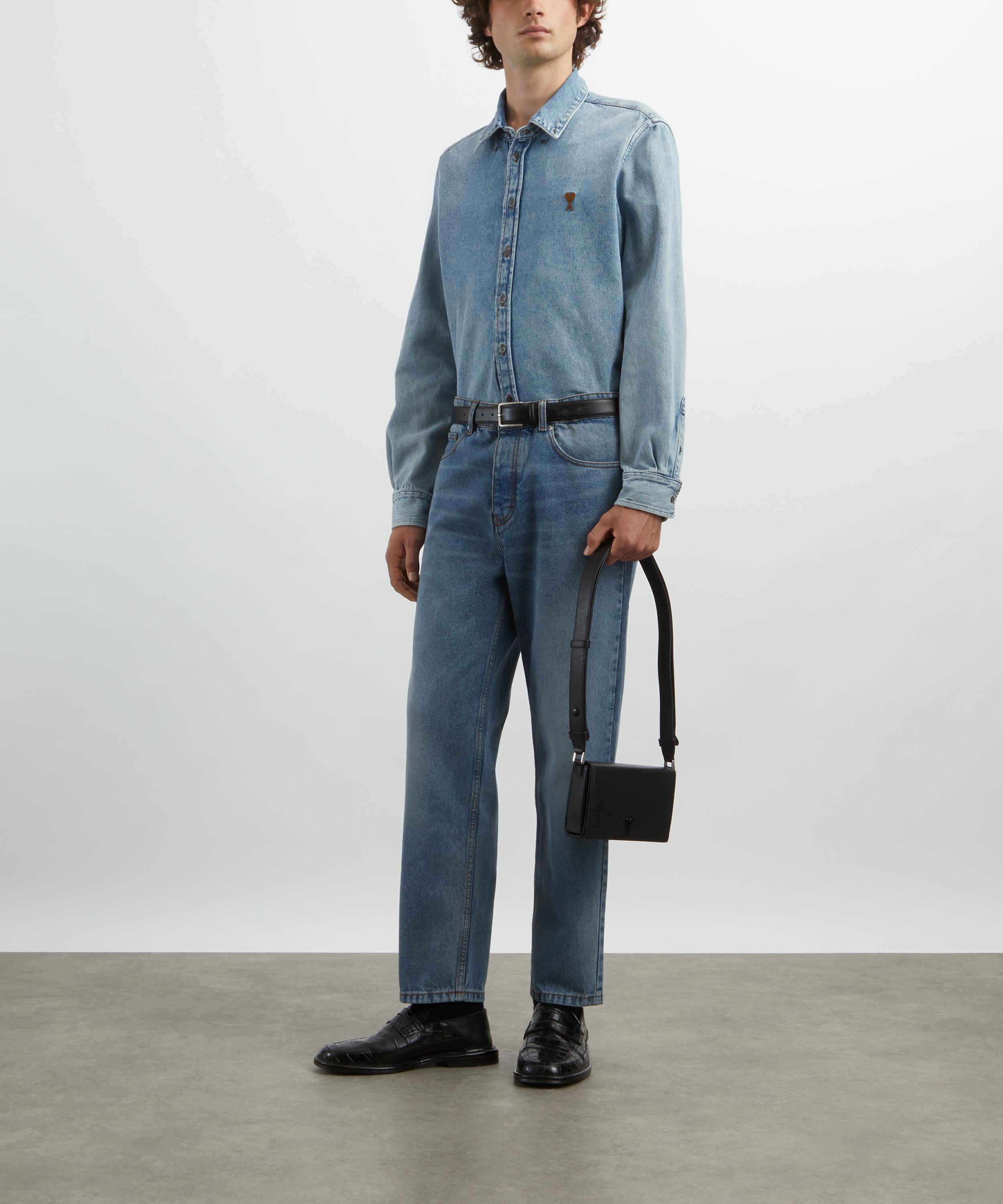Ami - Blue Cotton Tapered Jeans image number 1