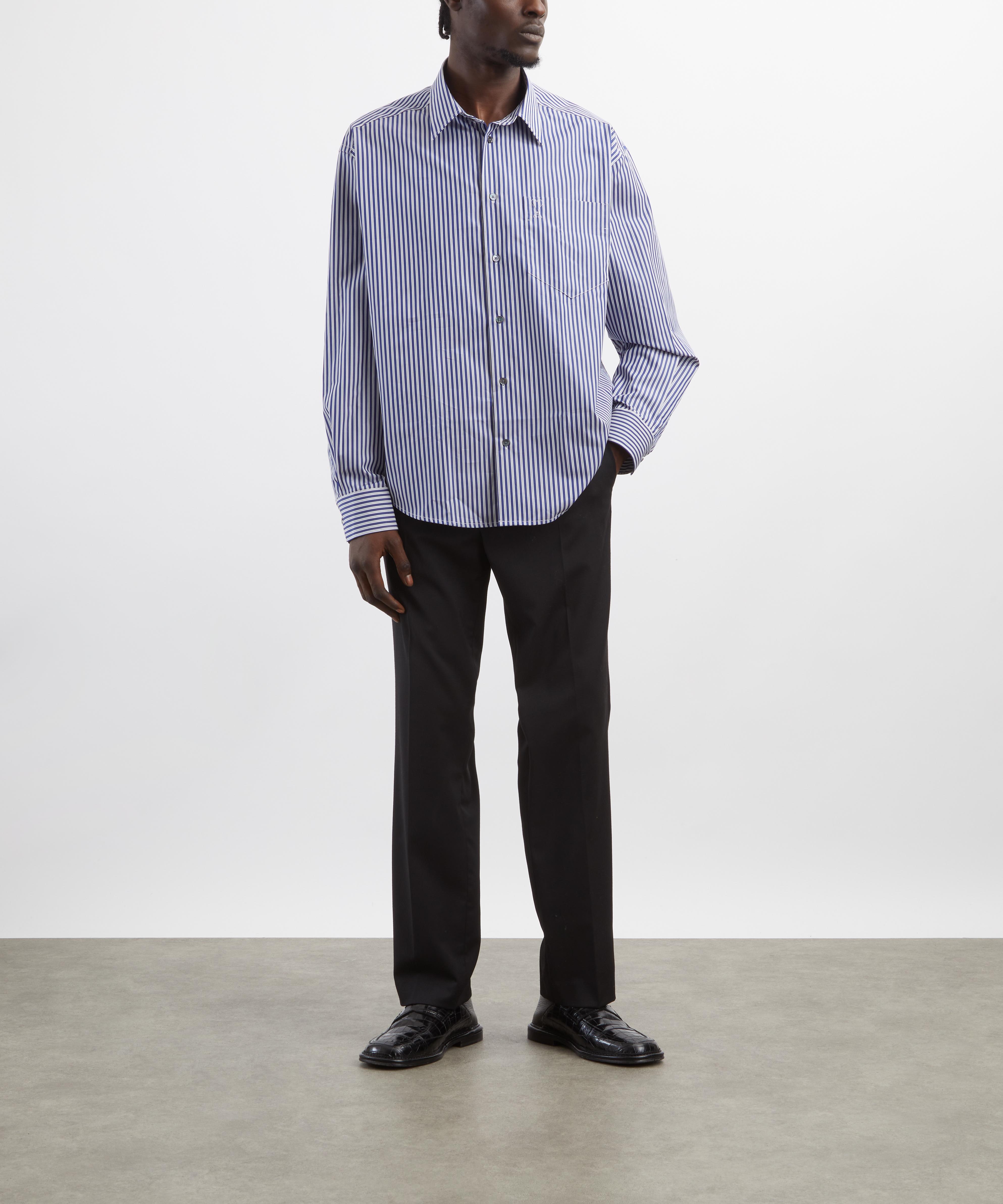 Ami - Cotton Embossed Stripe ADC Boxy Shirt image number 1