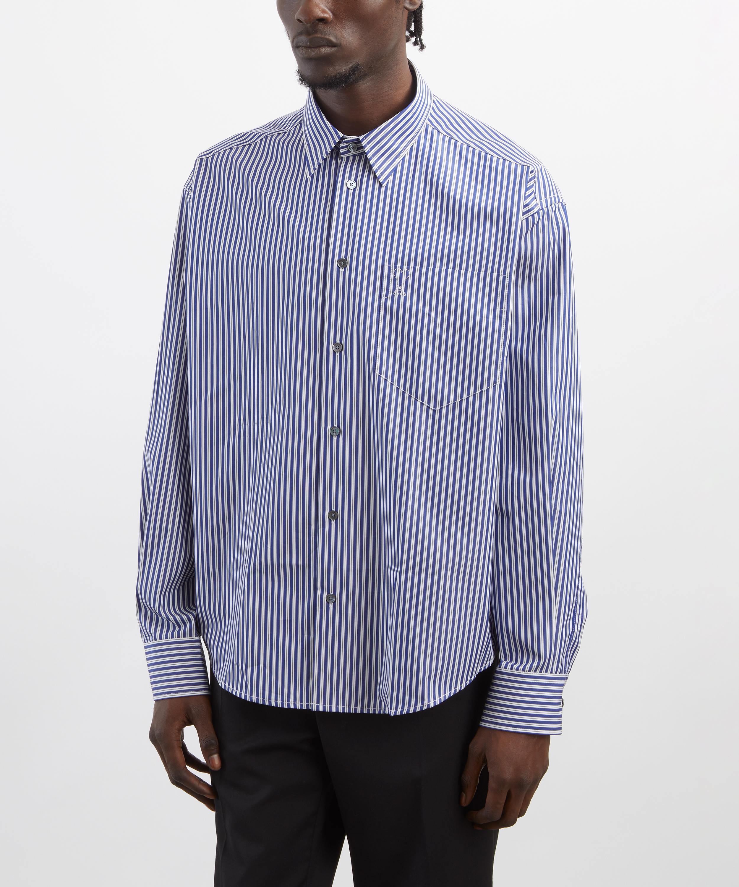 Ami - Cotton Embossed Stripe ADC Boxy Shirt image number 2