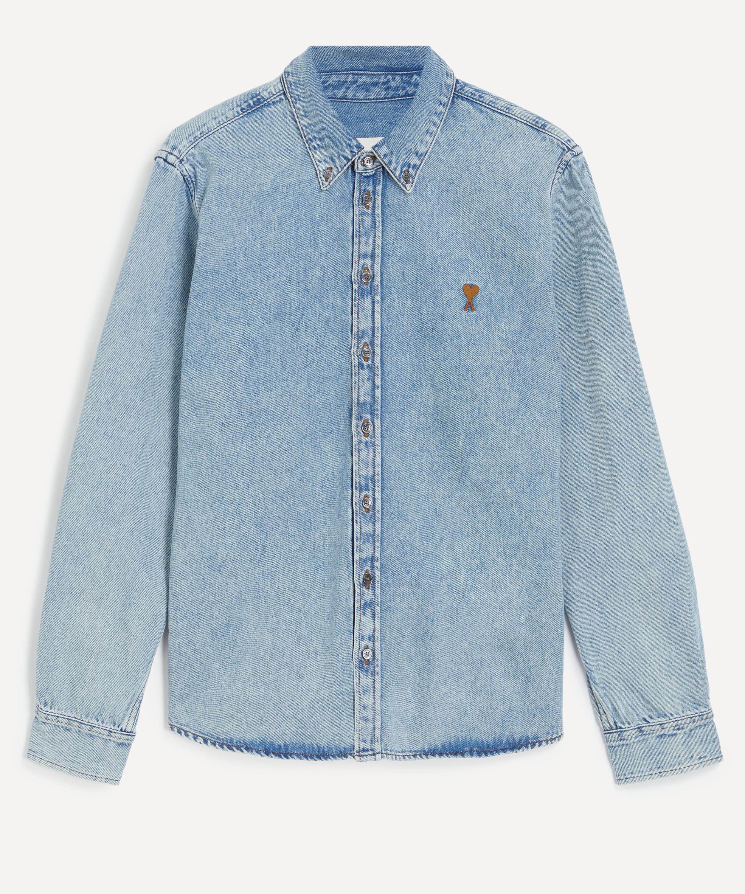 Ami - Blue Cotton Ami de Coeur Denim Shirt image number 0