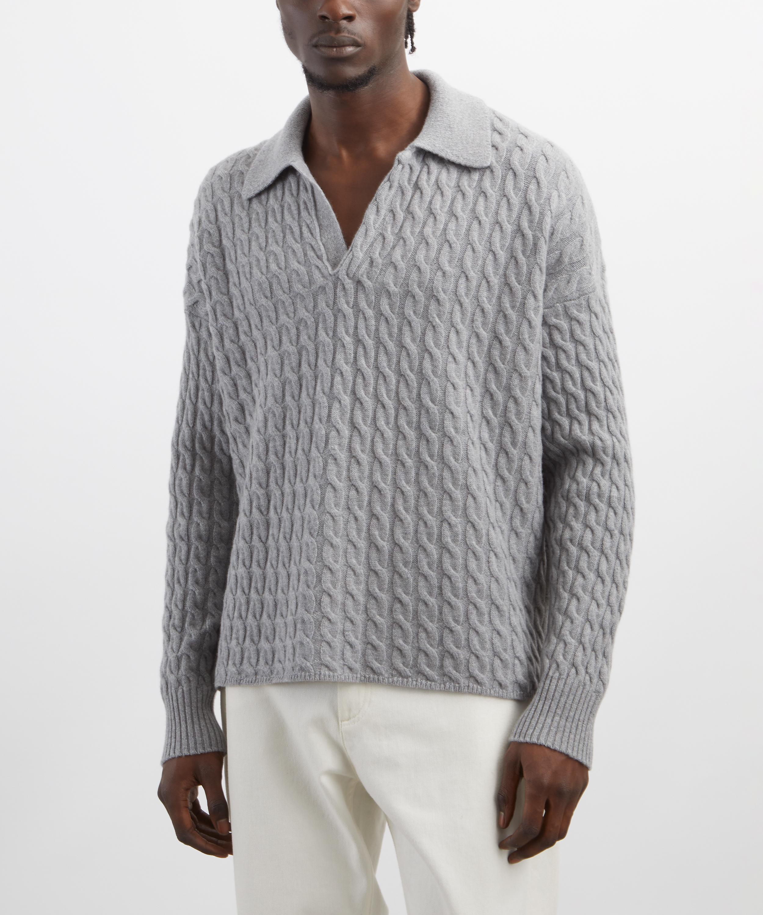 Ami - Cable-Knit Polo Jumper image number 2