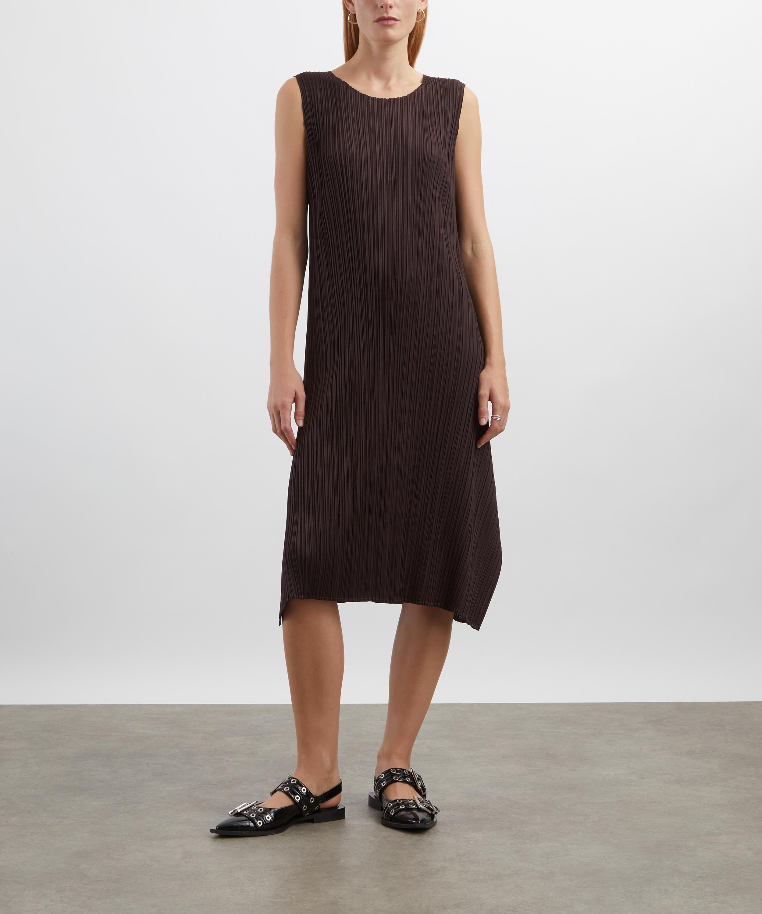 Pleats Please Issey Miyake - MONTHLY COLOURS: JULY Dark Brown Pleated Midi Dress image number 1