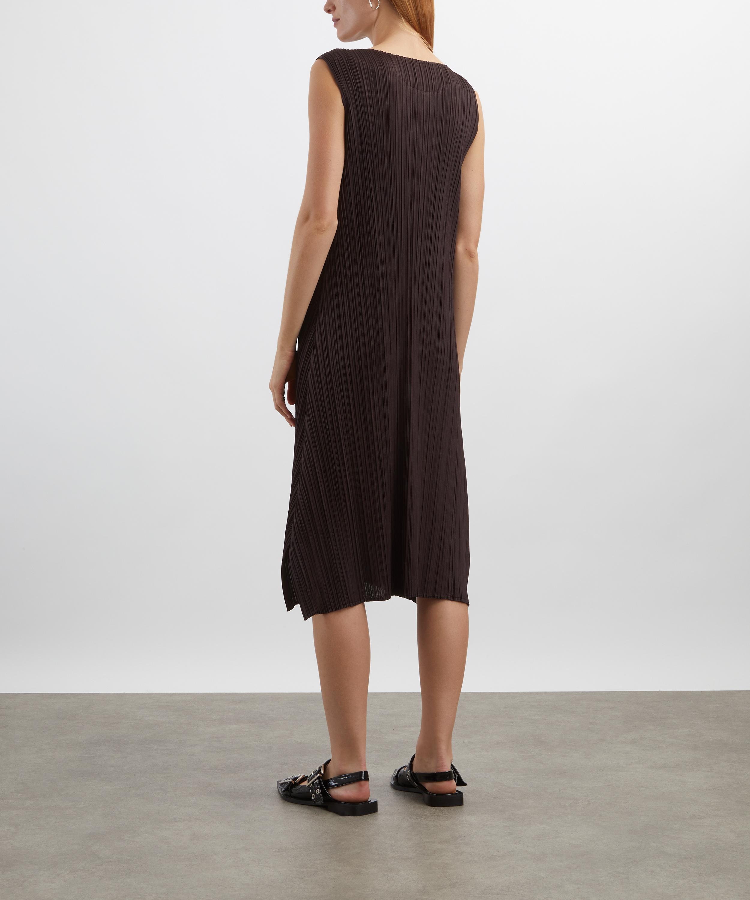 Pleats Please Issey Miyake - MONTHLY COLOURS: JULY Dark Brown Pleated Midi Dress image number 3