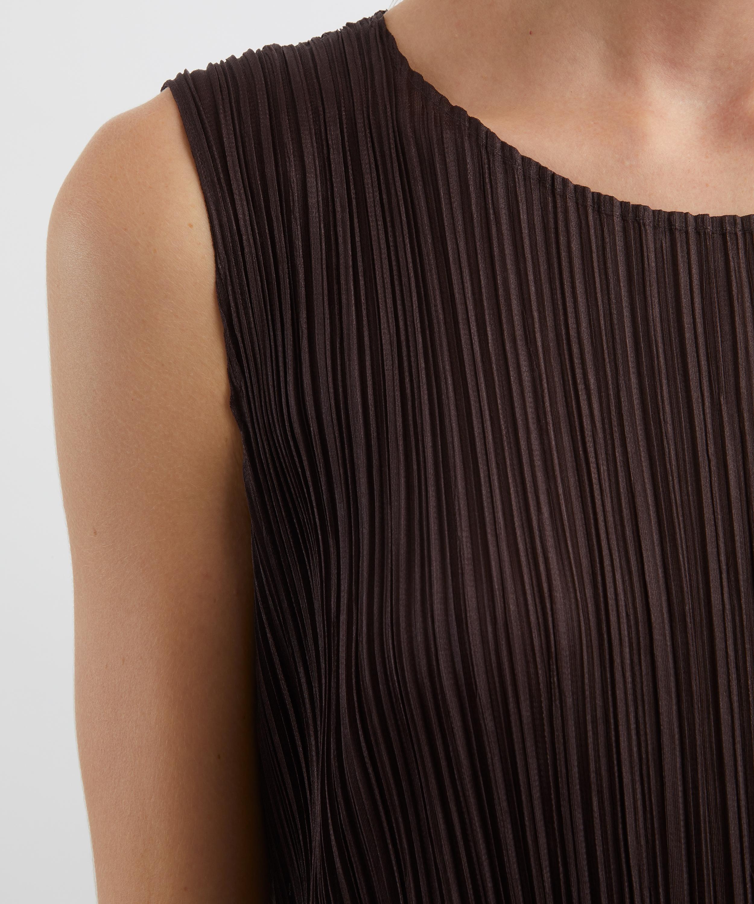 Pleats Please Issey Miyake - MONTHLY COLOURS: JULY Dark Brown Pleated Midi Dress image number 4