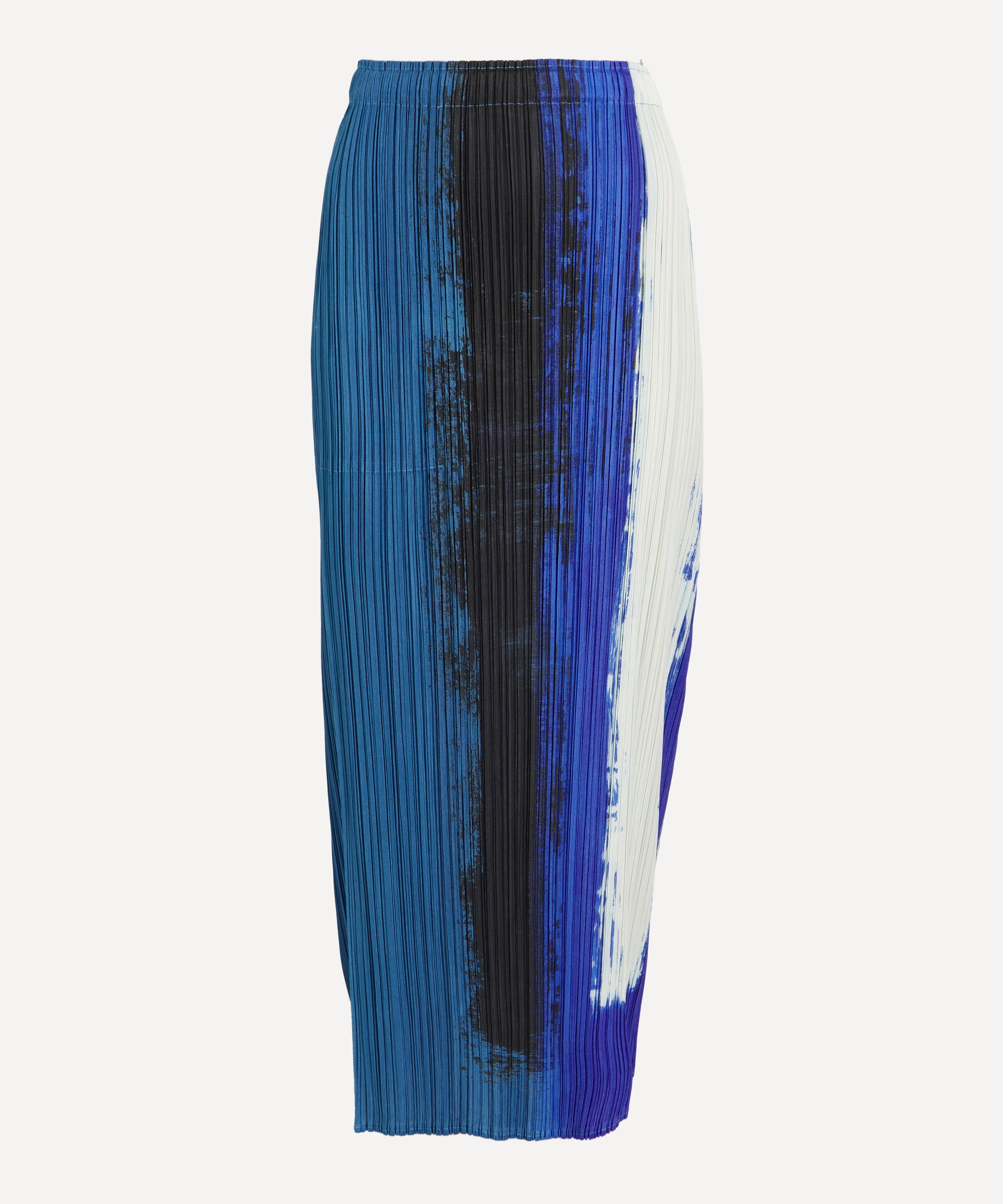 Pleats Please Issey Miyake - JUMP Blue Pleated Midi Skirt image number 0