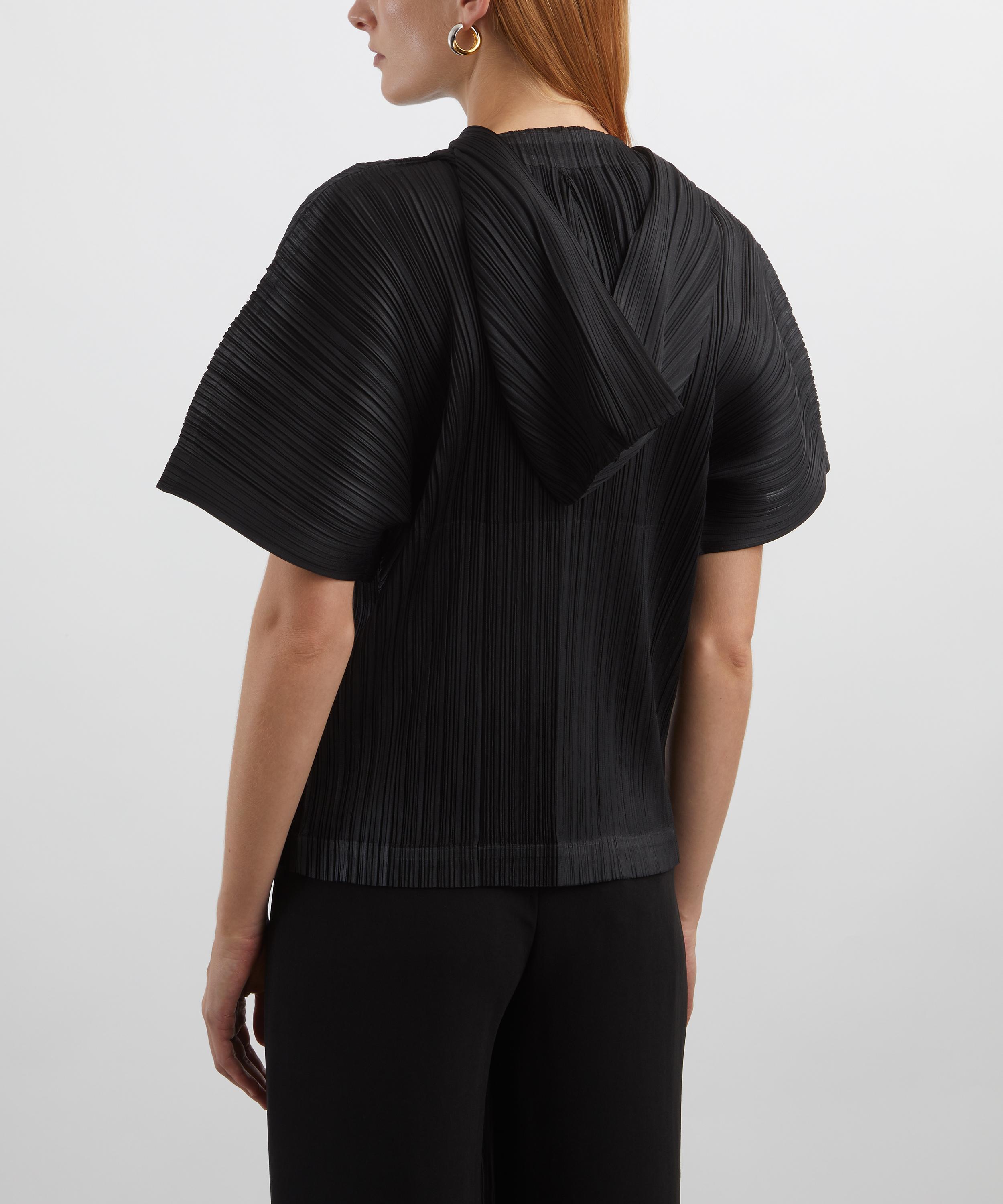 Pleats Please Issey Miyake - MONTHLY COLOURS: AUGUST Black Pleated Hooded Top image number 3