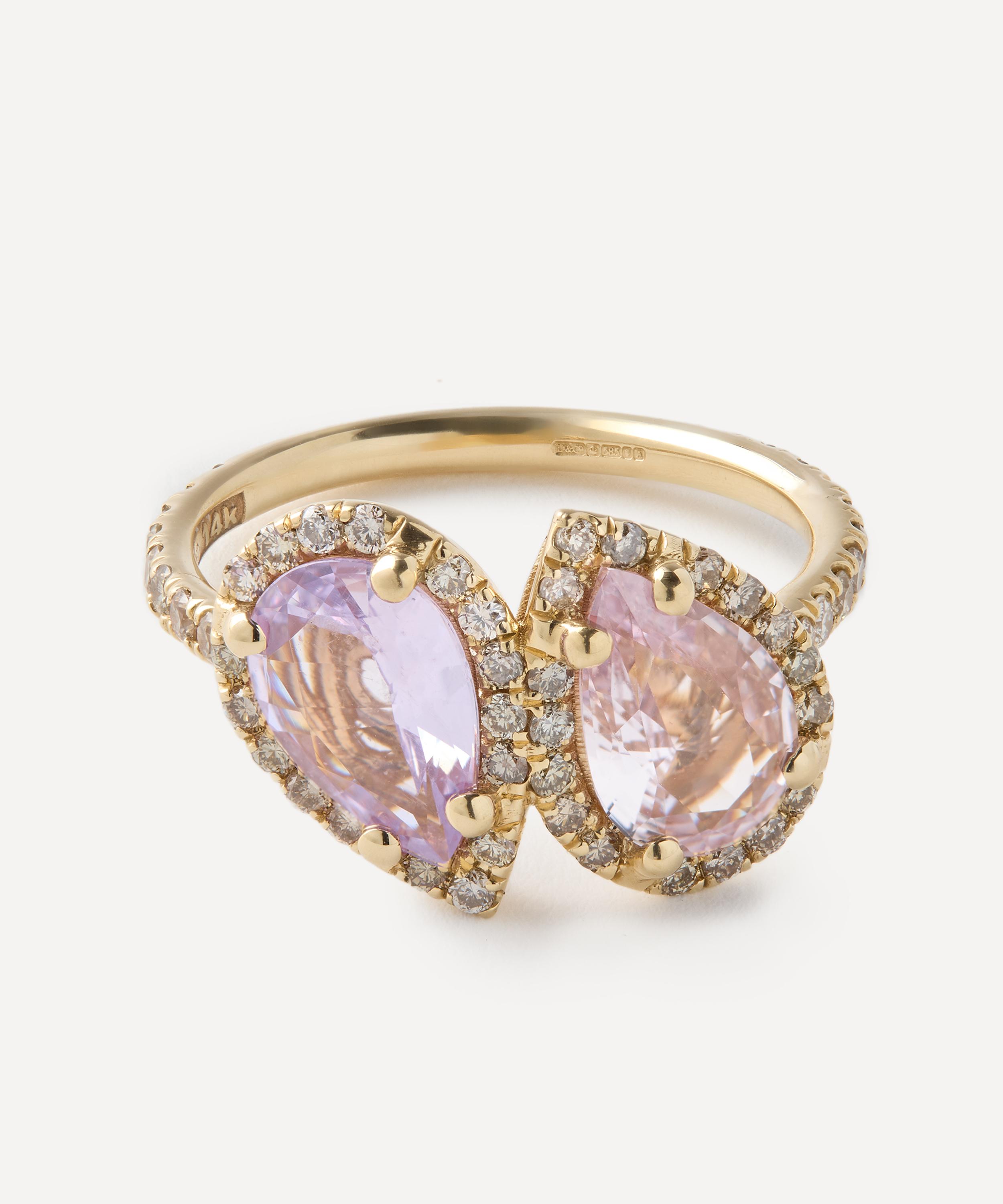 Suzanne Kalan - 14ct Gold One-of-a-Kind Purple Sapphire Toi et Moi Ring
