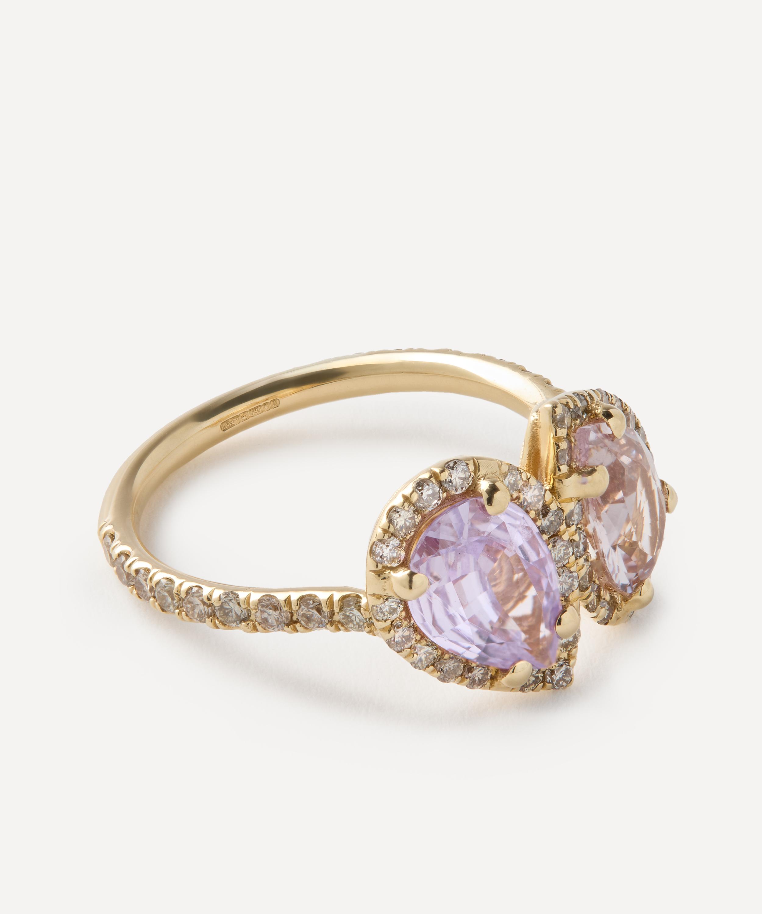 Suzanne Kalan - 14ct Gold One-of-a-Kind Purple Sapphire Toi et Moi Ring image number 1