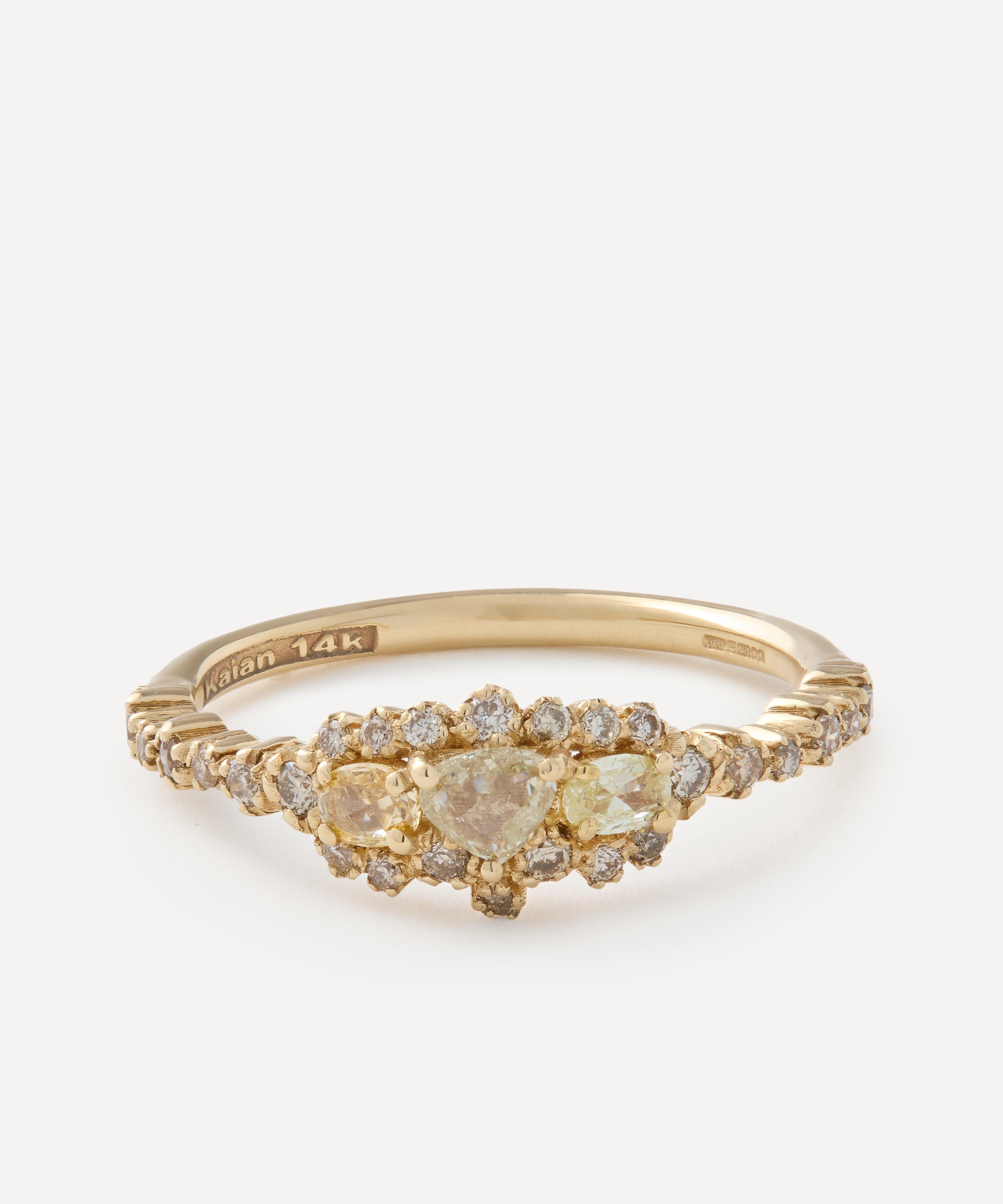 Suzanne Kalan - 14ct Gold One-of-a-Kind Triple Yellow Diamond Ring