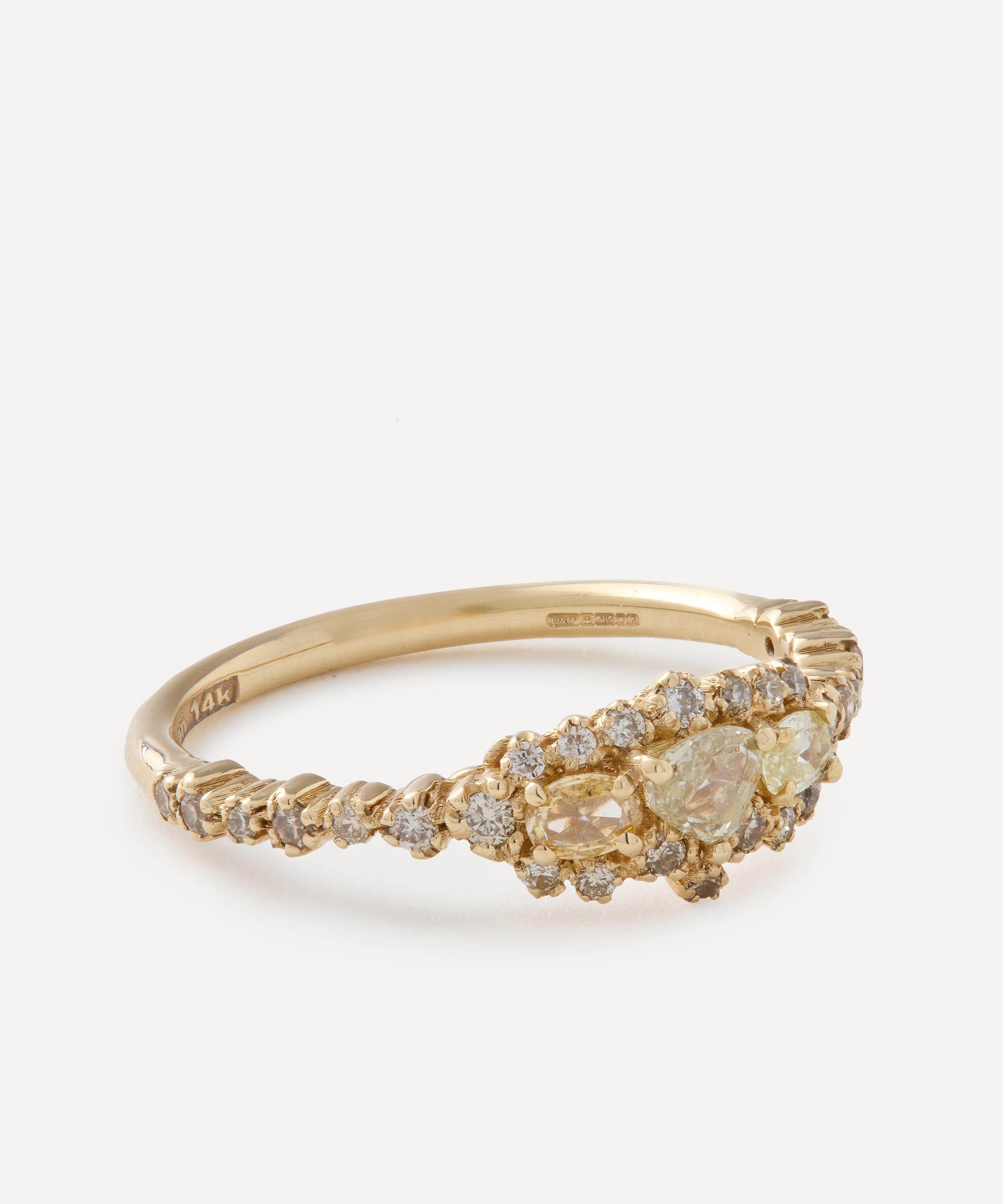 Suzanne Kalan - 14ct Gold One-of-a-Kind Triple Yellow Diamond Ring image number 1