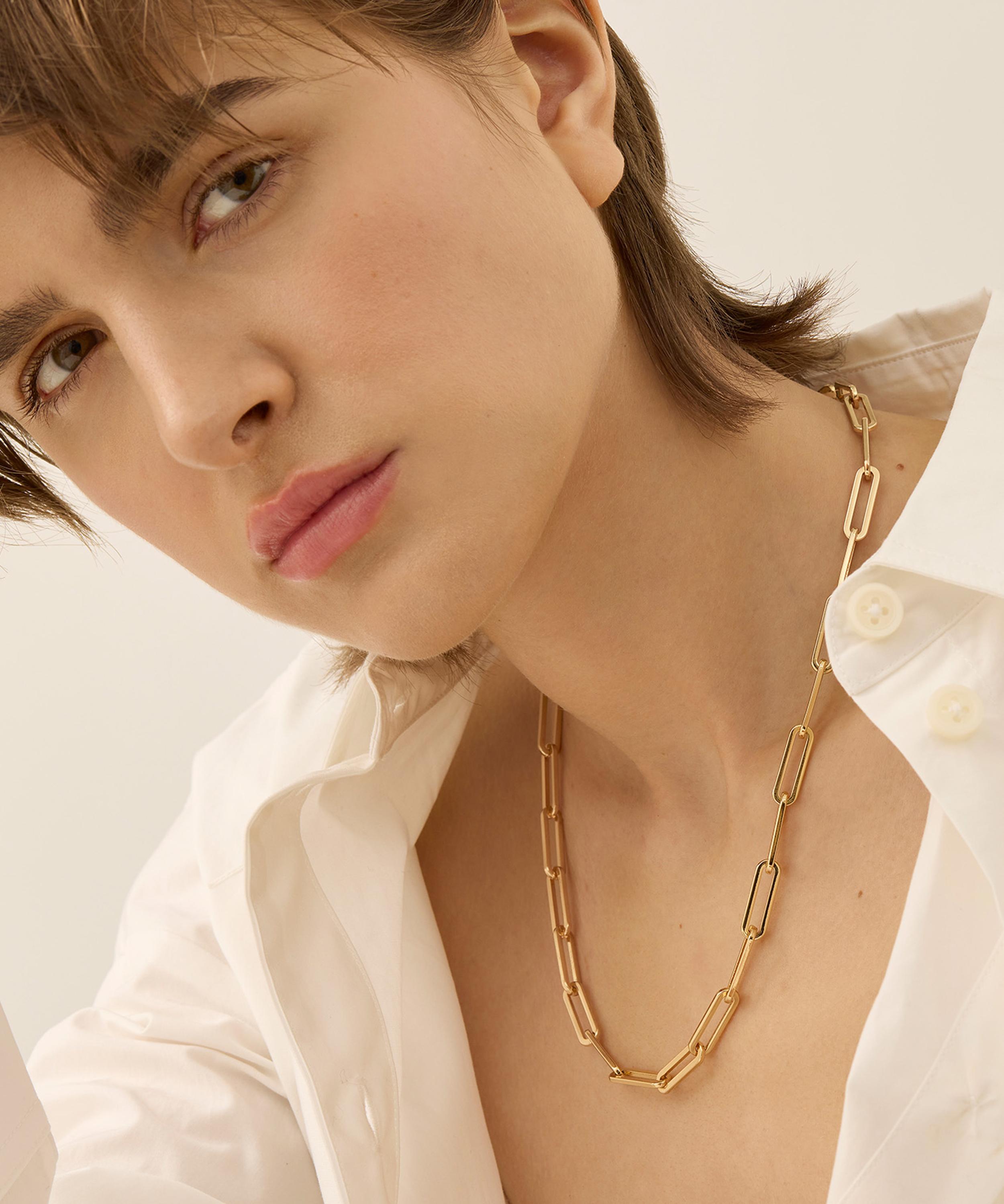 JENNY BIRD - Gold-Plated Andi Slim Paperclip Chain Necklace image number 1