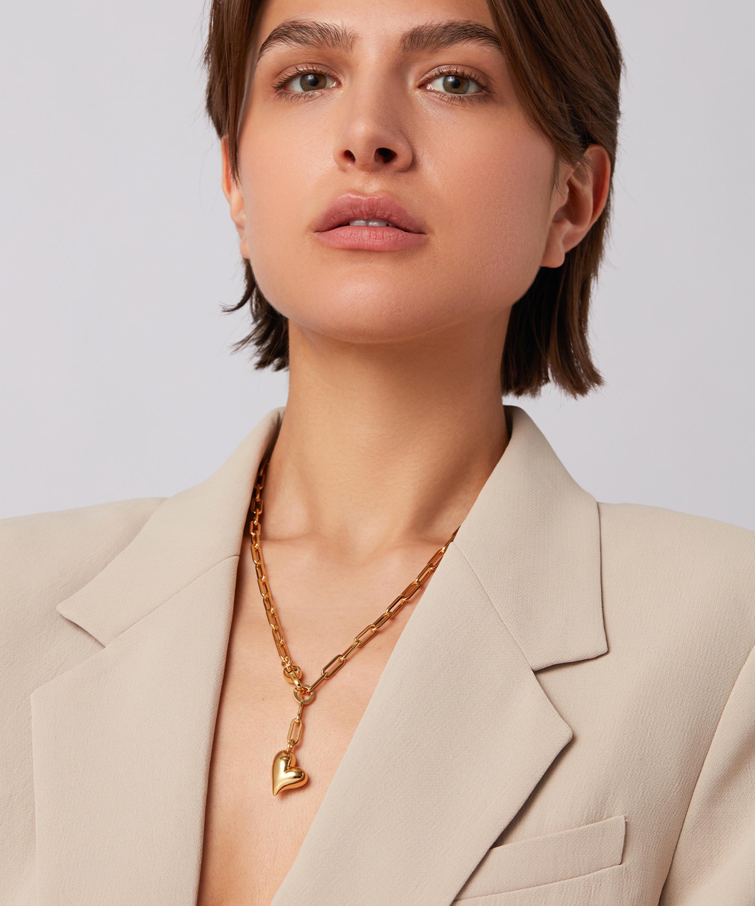 JENNY BIRD - 14ct Gold-Plated Puffy Heart Lariat Necklace image number 1