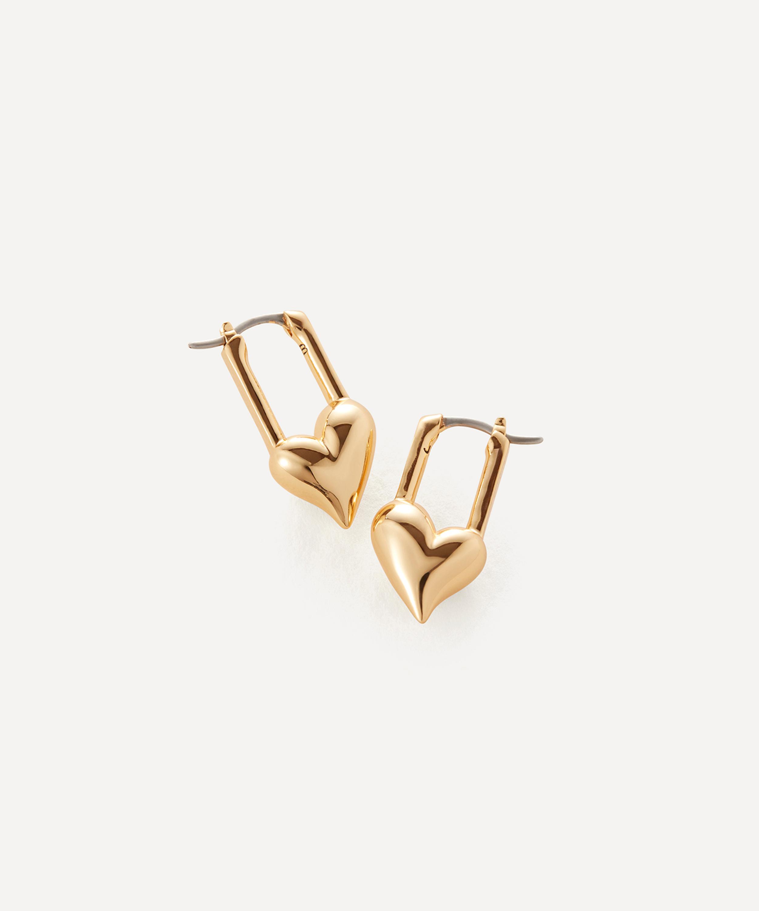 JENNY BIRD - 14ct Gold-Plated Padlock Heart Huggie Hoop Earrings image number 0