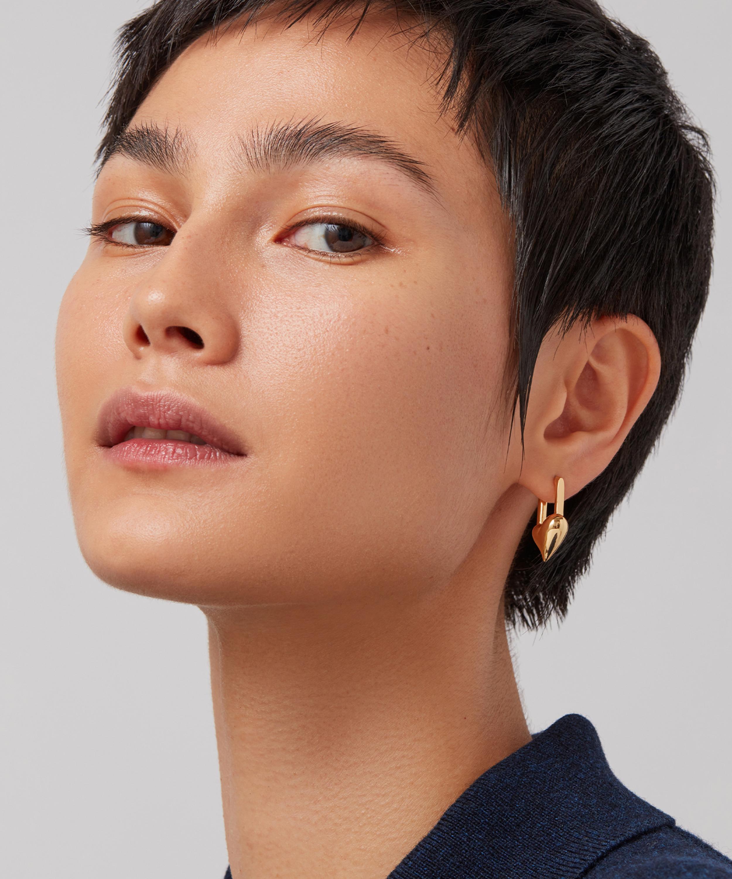 JENNY BIRD - 14ct Gold-Plated Padlock Heart Huggie Hoop Earrings image number 1