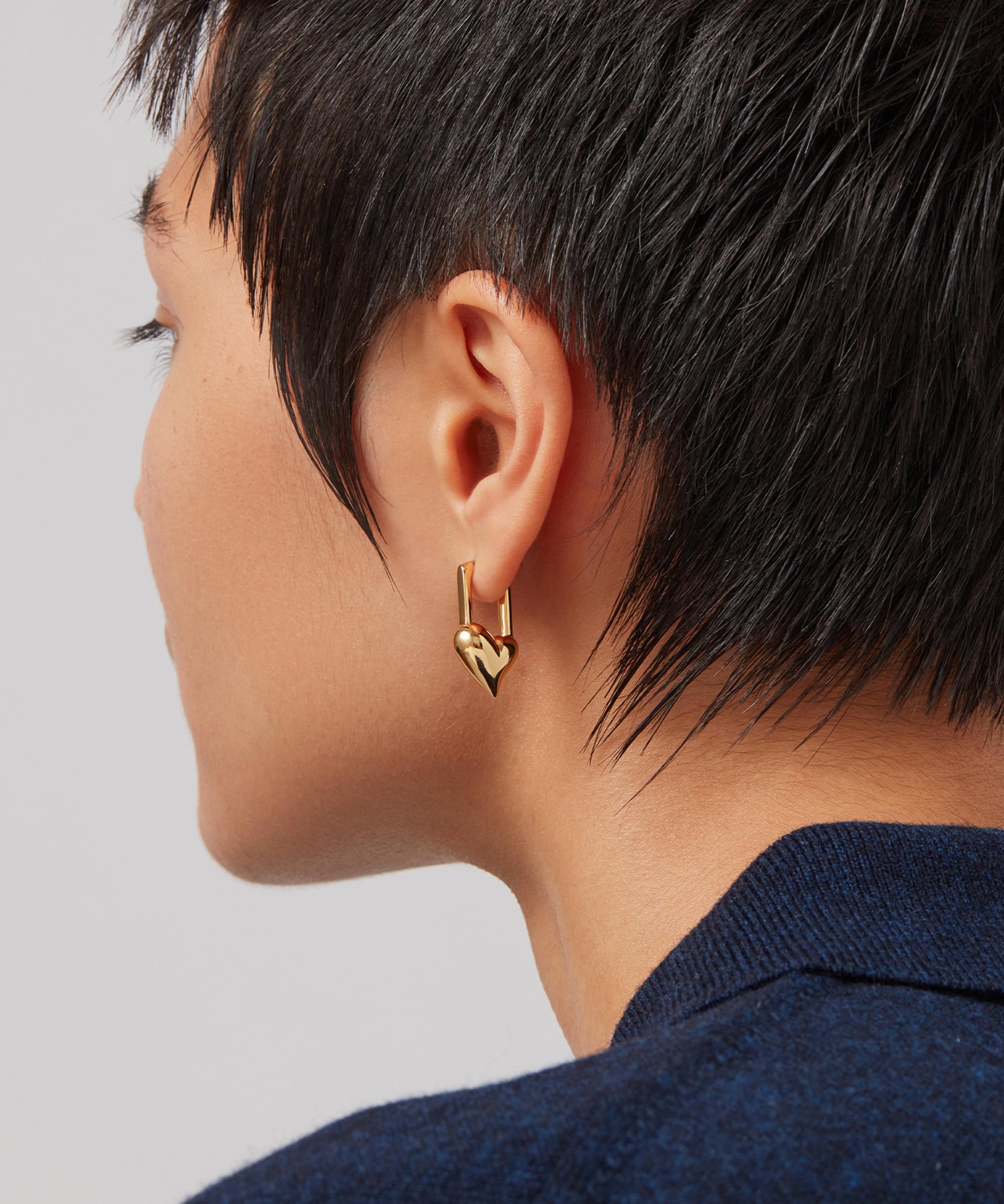 JENNY BIRD - 14ct Gold-Plated Padlock Heart Huggie Hoop Earrings image number 2
