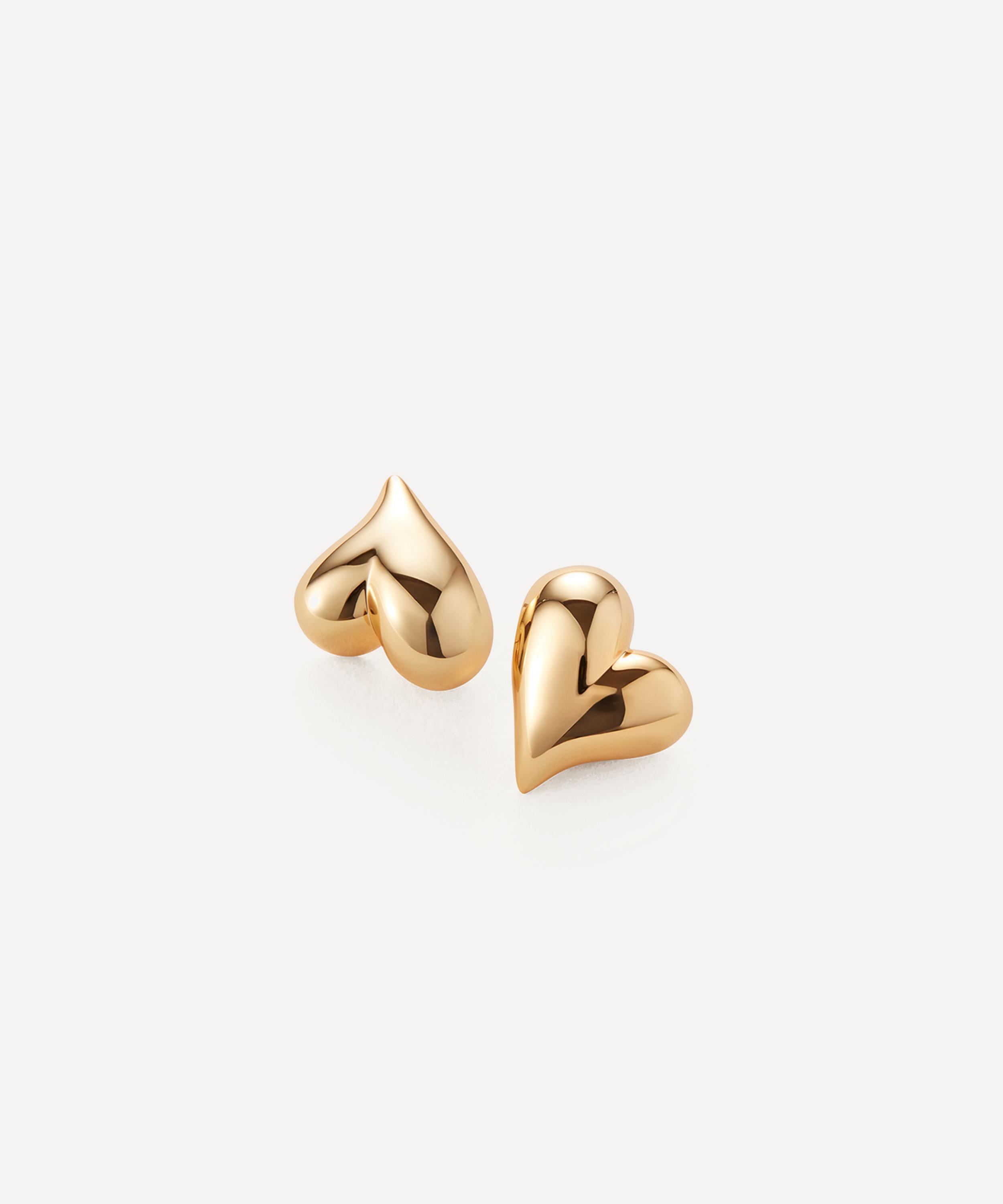 JENNY BIRD - 14ct Gold-Plated Art Heart Button Stud Earrings image number 0