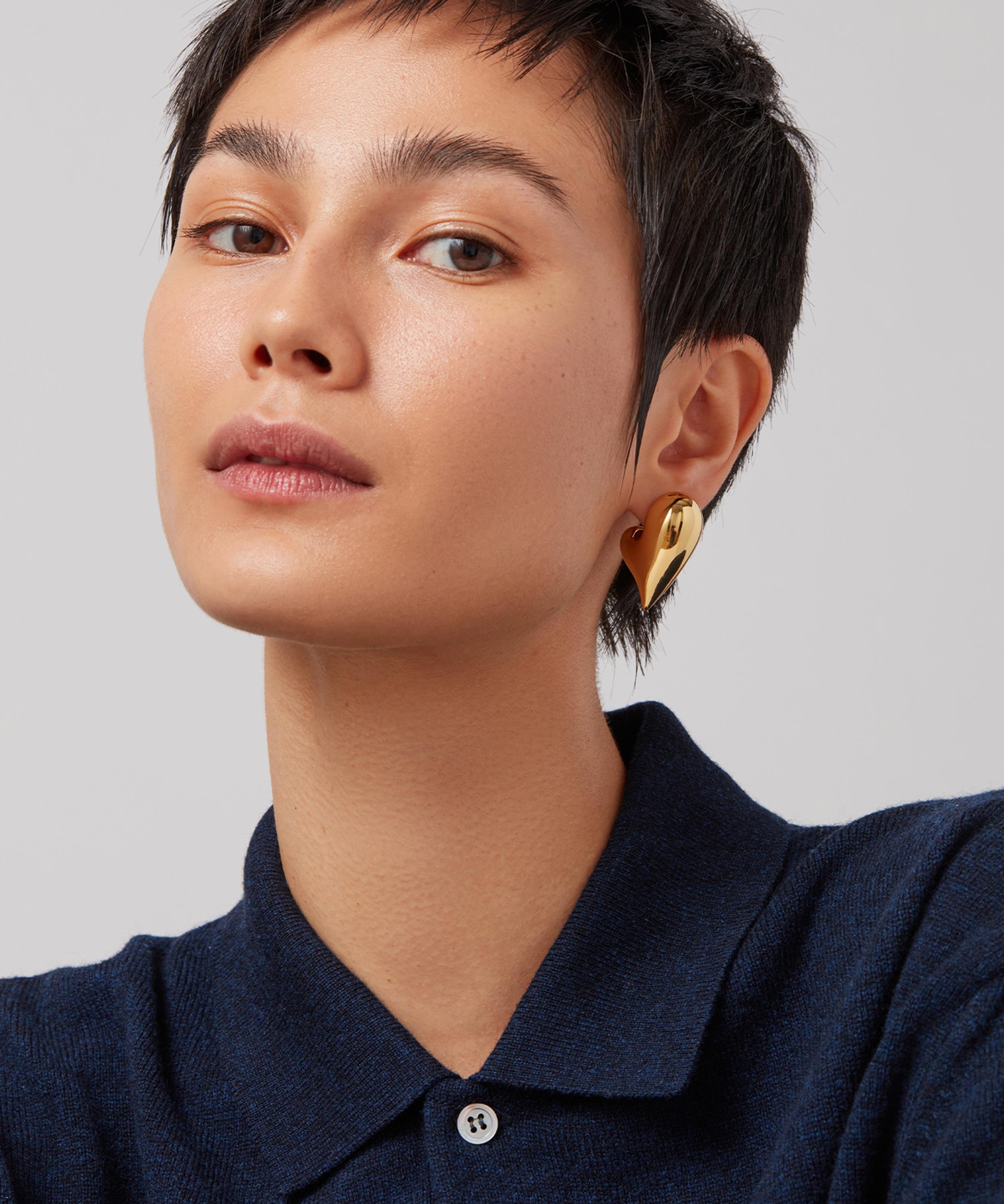JENNY BIRD - 14ct Gold-Plated Art Heart Puff Earrings image number 2