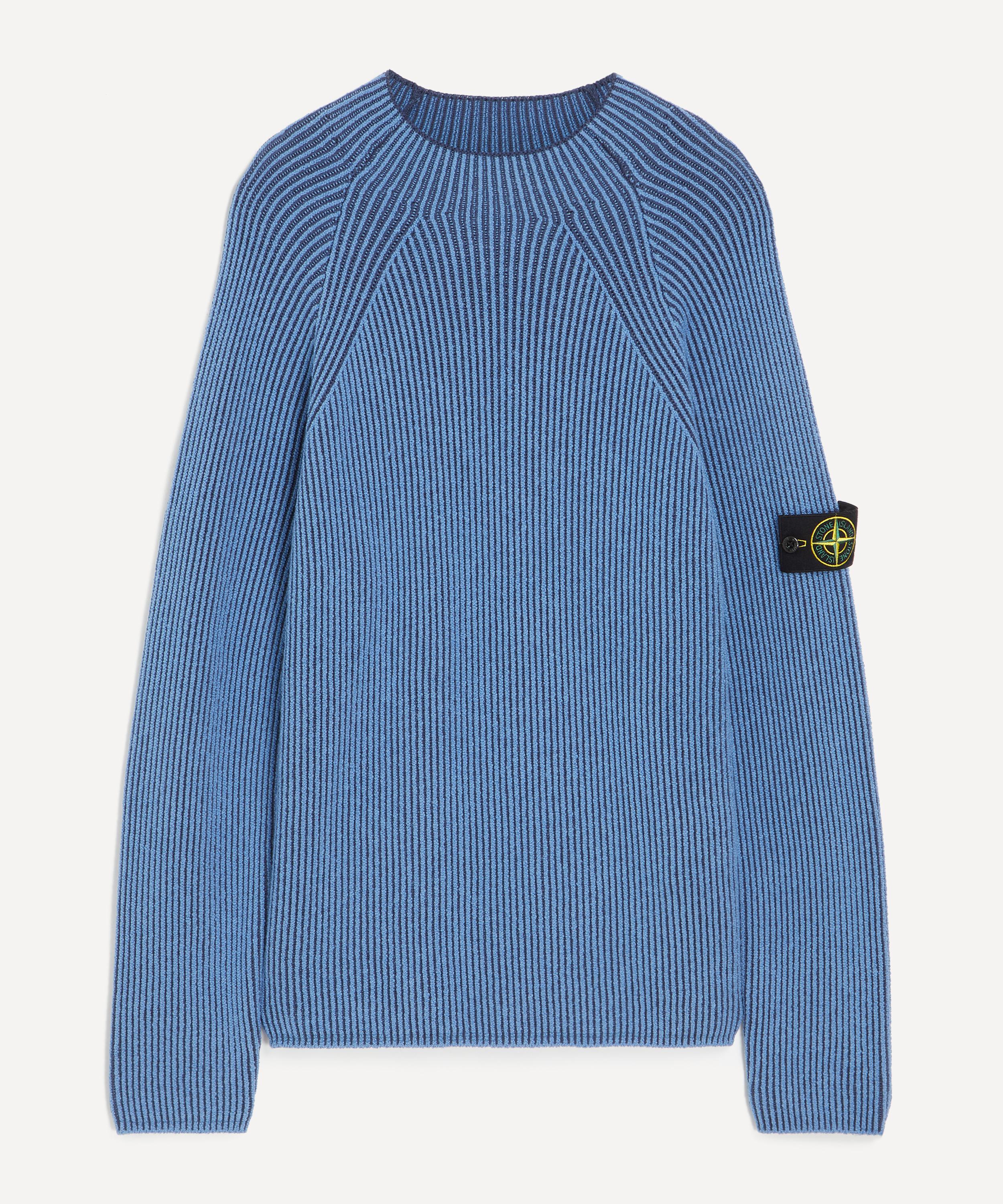 Stone Island - Blue Rib-Knit Jumper image number 0