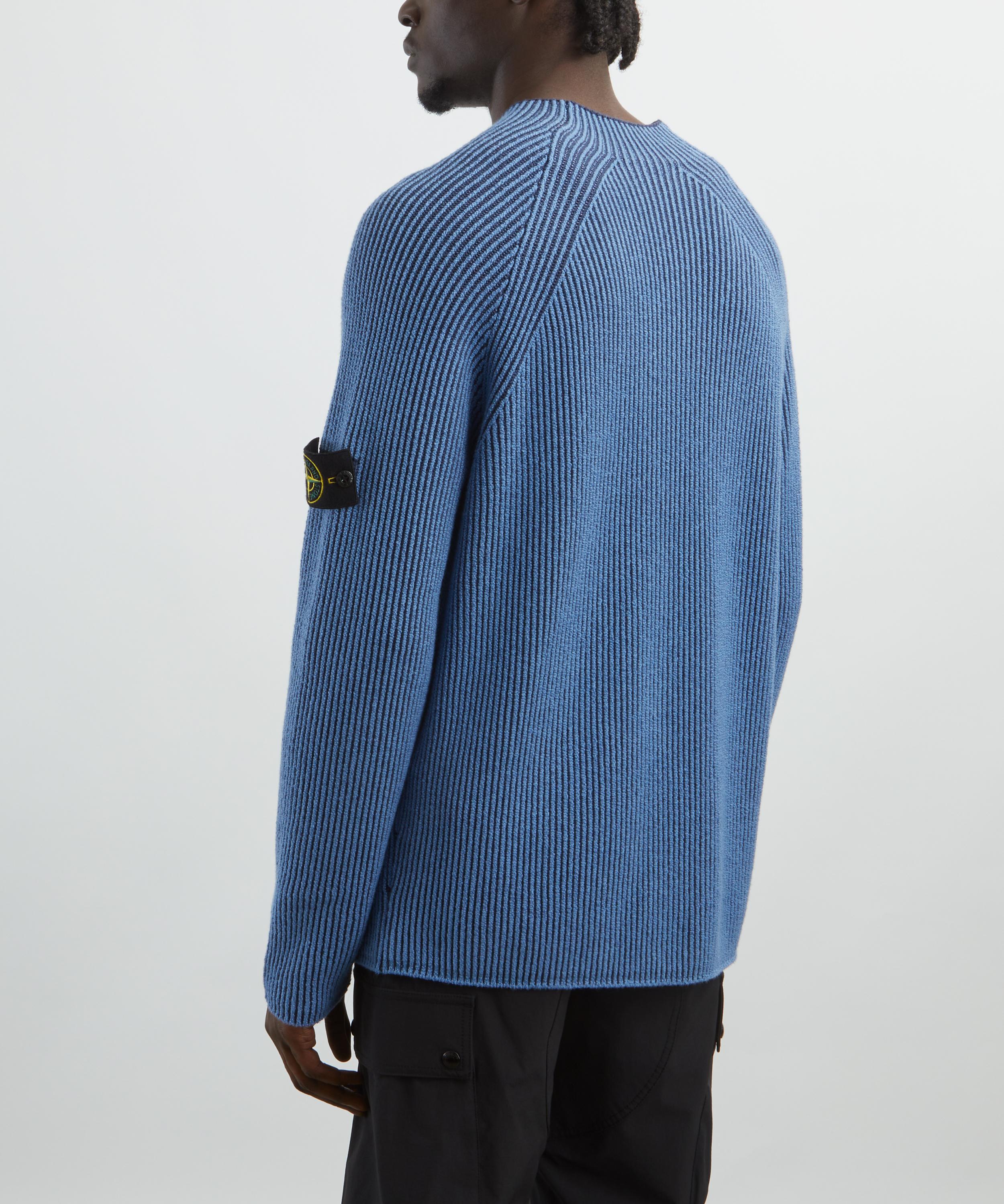 Stone Island - Blue Rib-Knit Jumper image number 3