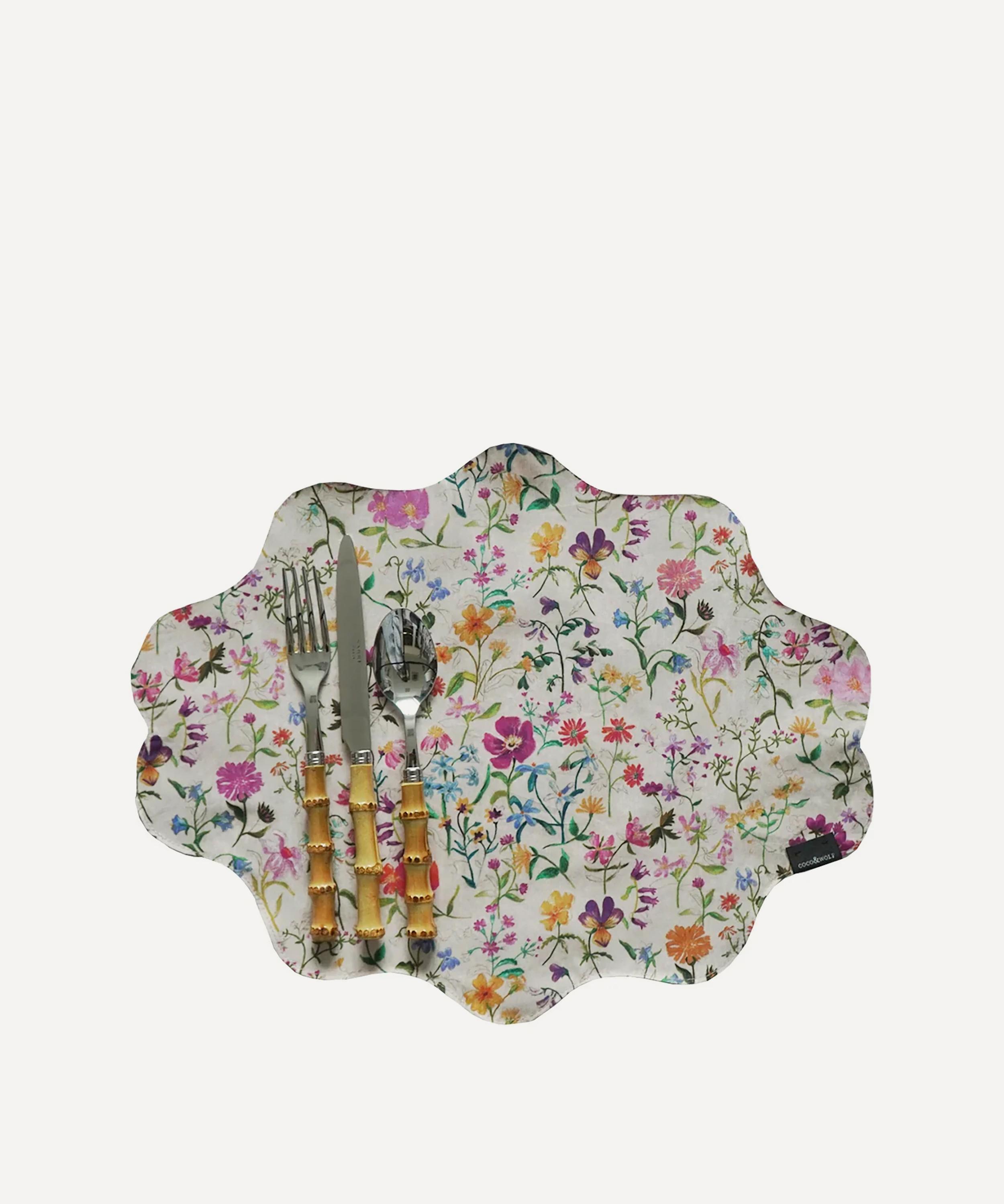 Coco & Wolf - Linen Garden and Katie and Millie Cotton Reversible Wavy Edge Placemat