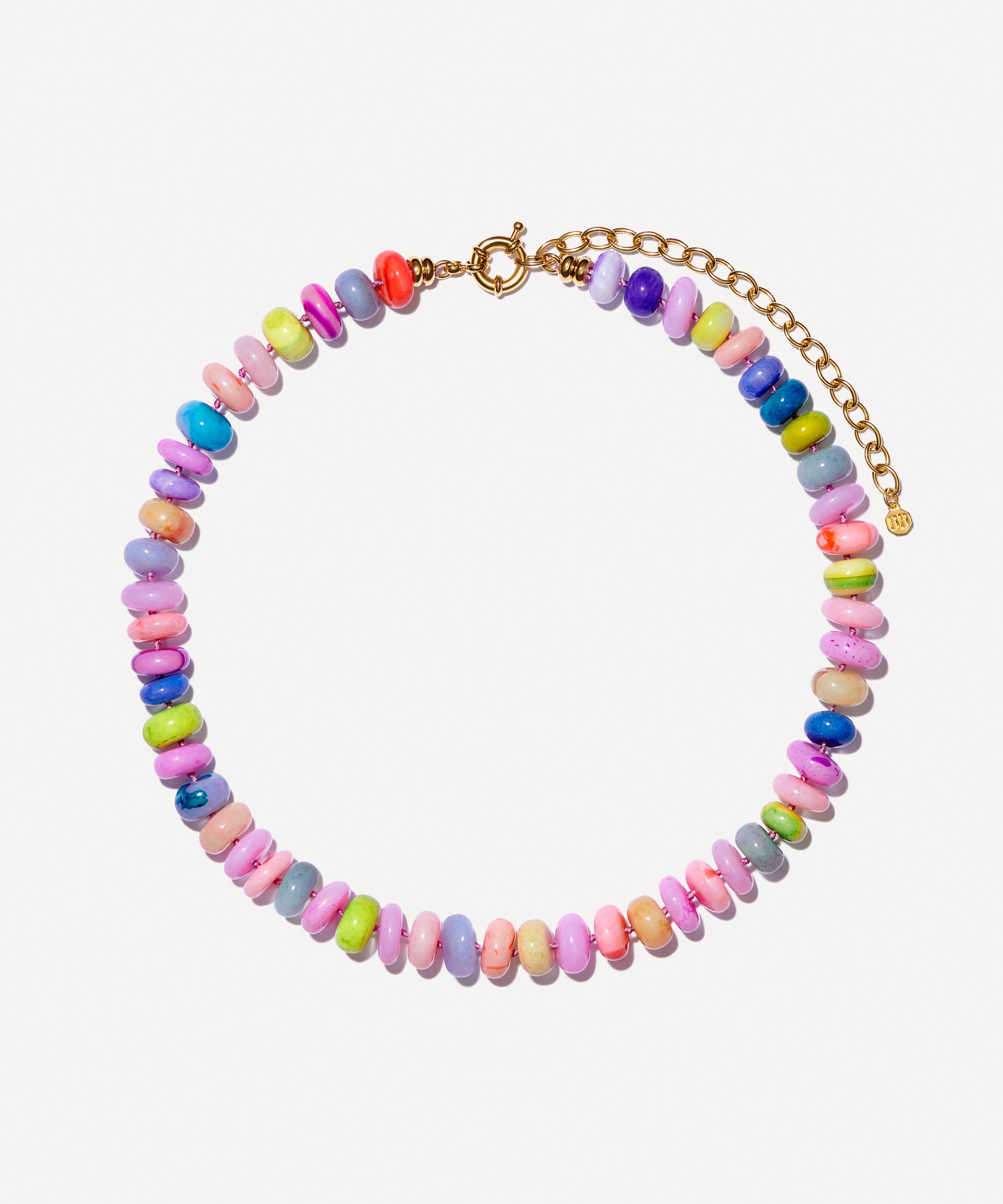 Bon Bon Jewellery Club - 14ct Gold-Plated Vermeil Silver Chunky Opal Tutti Frutti Bead Necklace