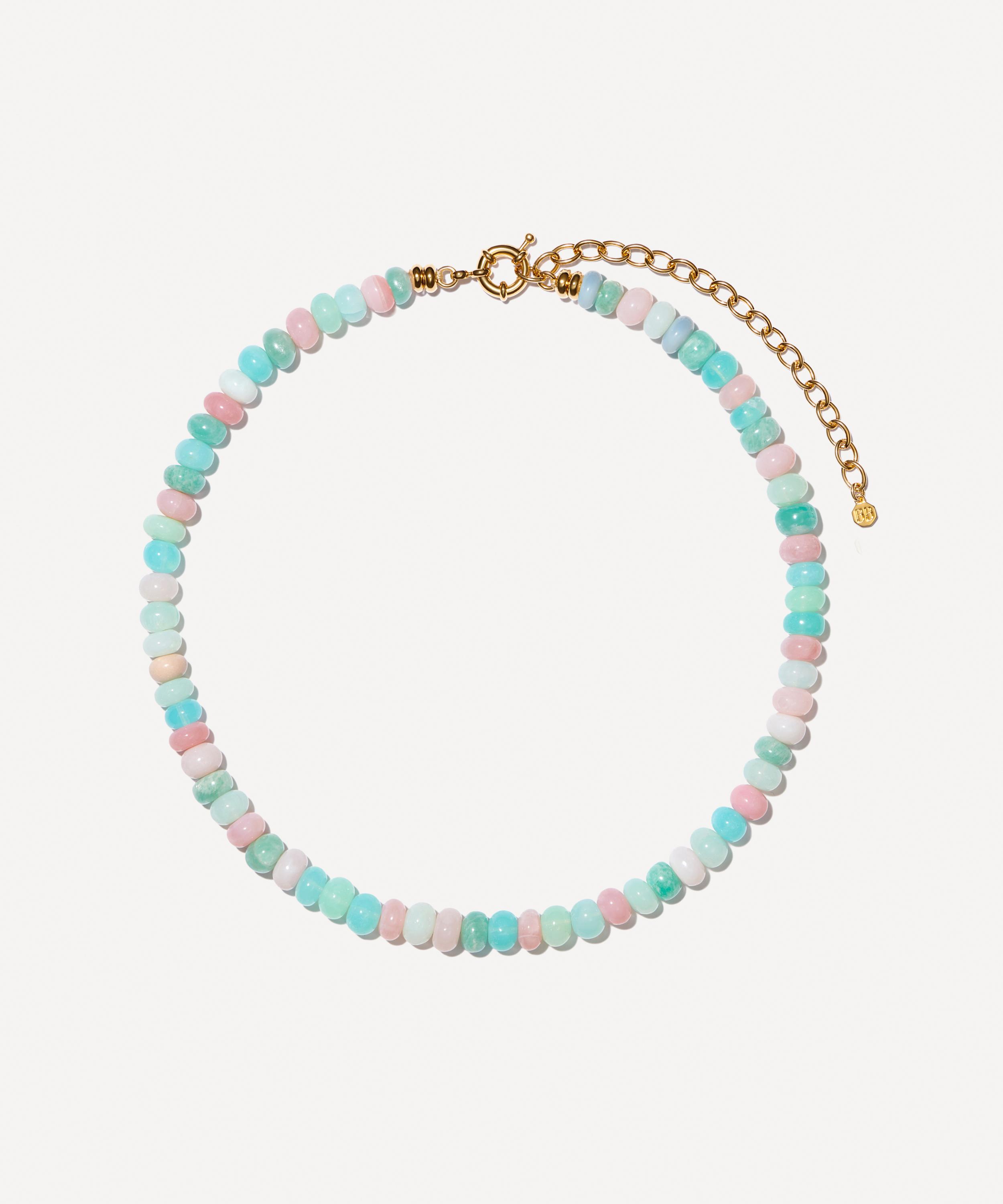 Bon Bon Jewellery Club - 14ct Gold-Plated Vermeil Silver Smooth Candy Pastel Opal Bead Necklace image number 0