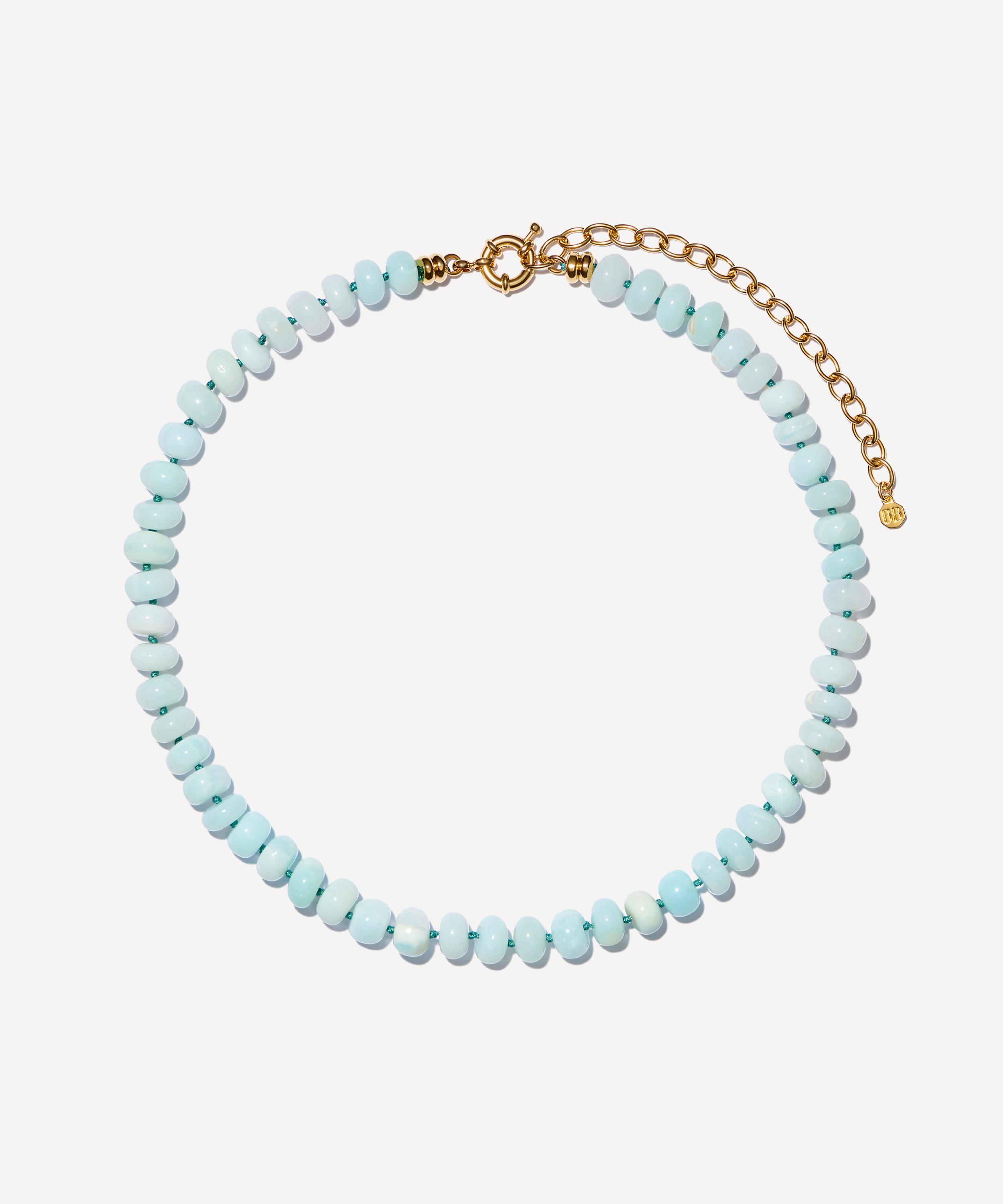 Bon Bon Jewellery Club - 14ct Gold-Plated Vermeil Silver Seafoam Opal Bead Necklace image number 0