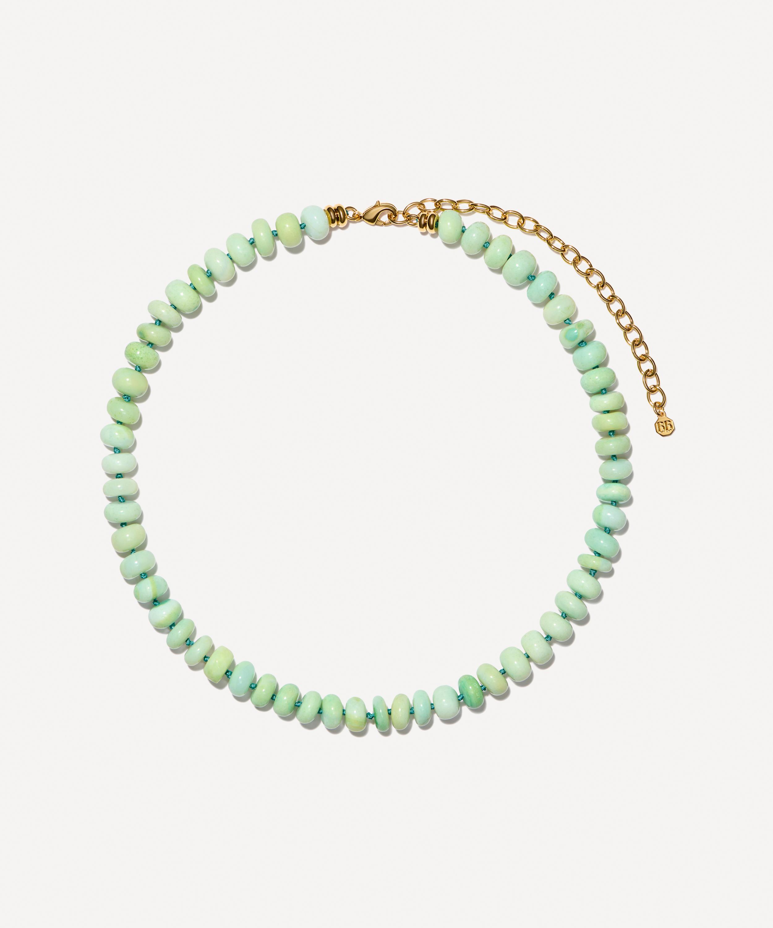Bon Bon Jewellery Club - 14ct Gold-Plated Vermeil Silver Wellness Green Opal Bead Necklace image number 0
