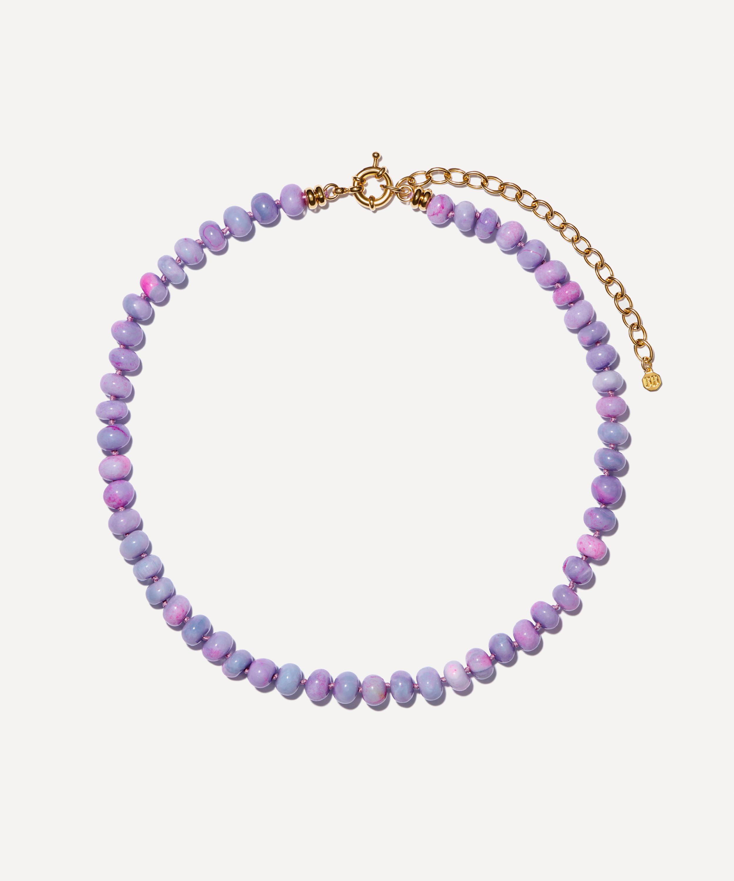 Bon Bon Jewellery Club - 14ct Gold-Plated Vermeil Silver Orchid Opal Bead Necklace image number 0