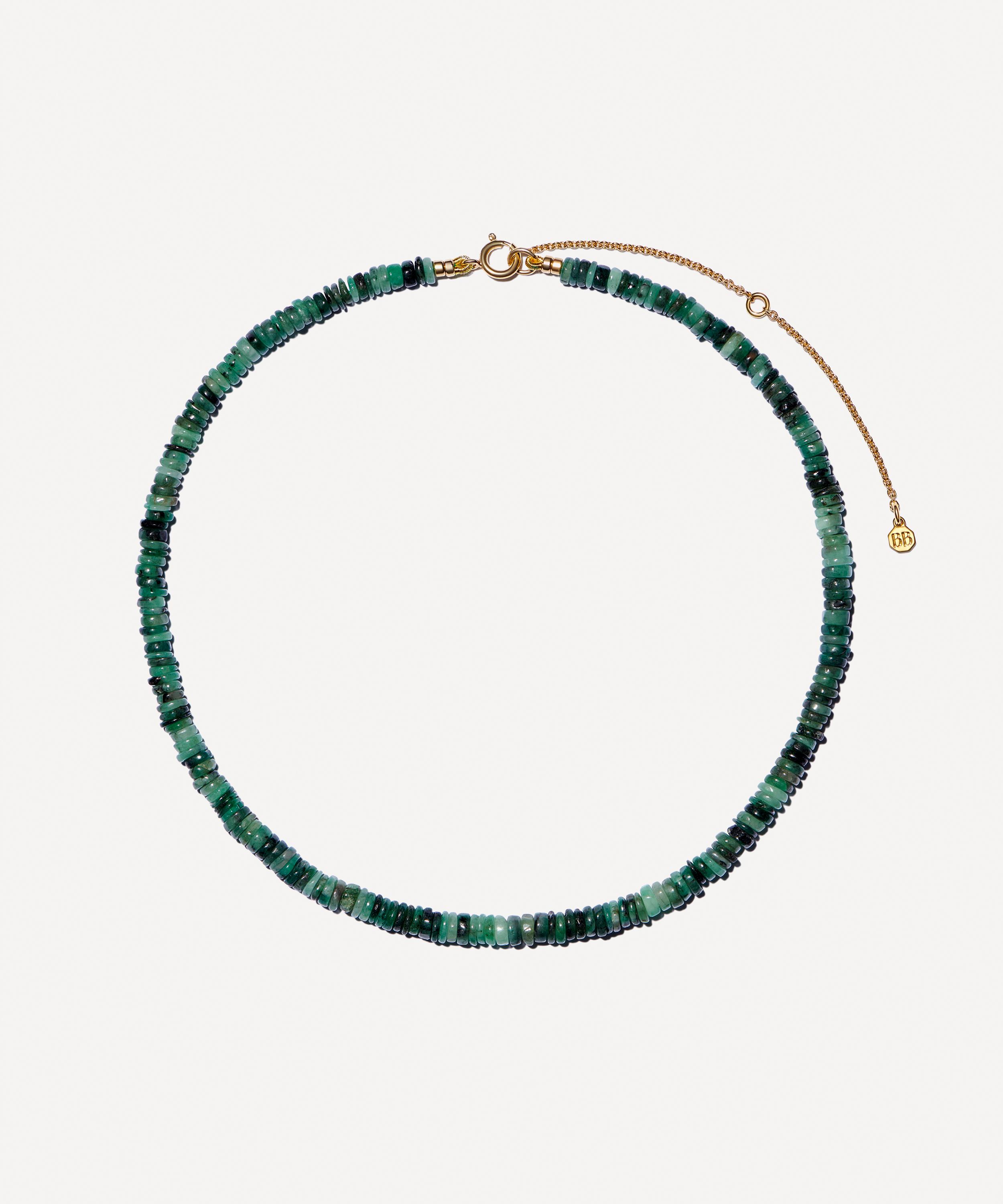 Bon Bon Jewellery Club - 14ct Gold-Plated Vermeil Silver Emerald Bead Necklace image number 0