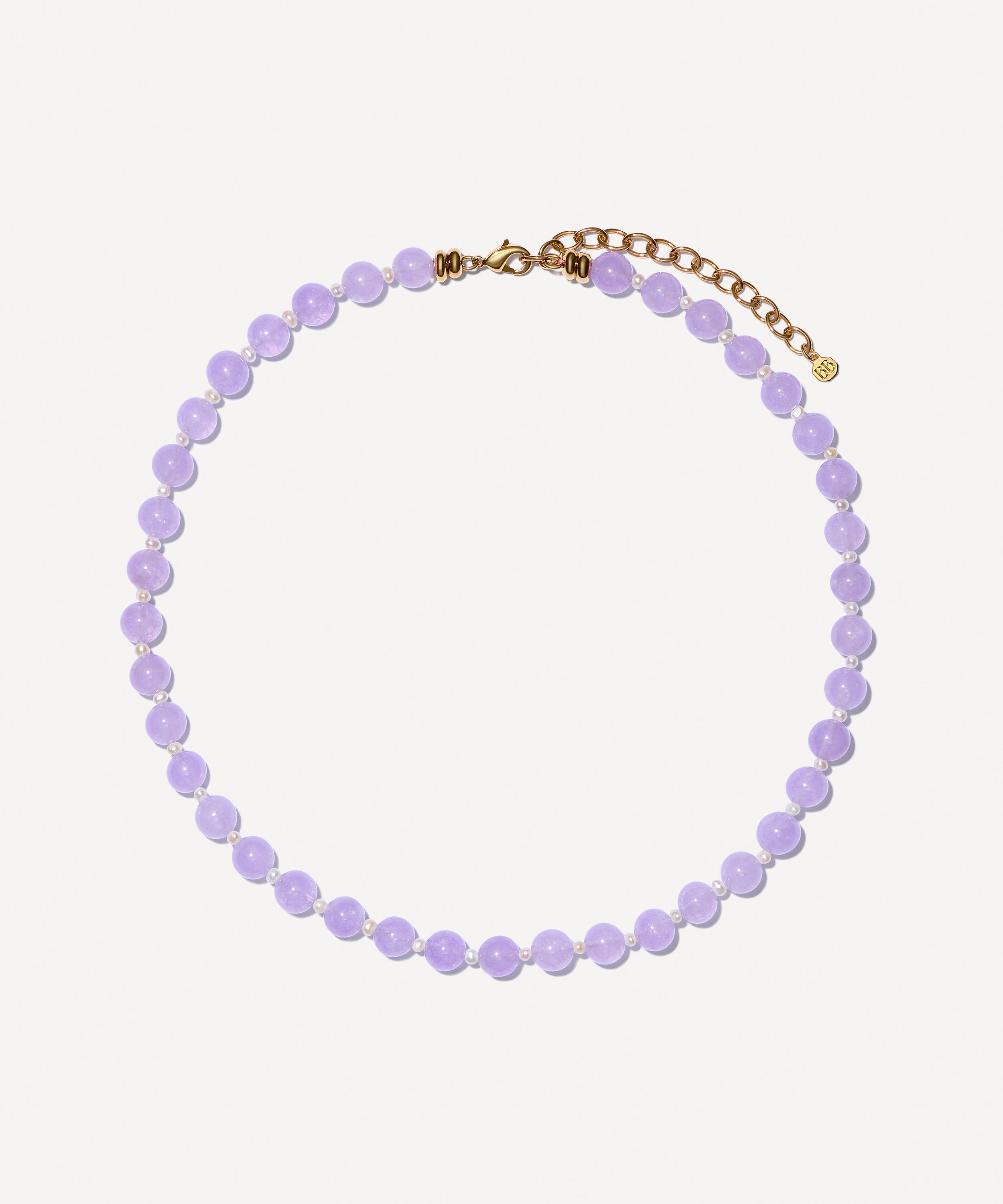 Bon Bon Jewellery Club - 14ct Gold-Plated Vermeil Brass Sweet Jade and Pearl Necklace image number 0