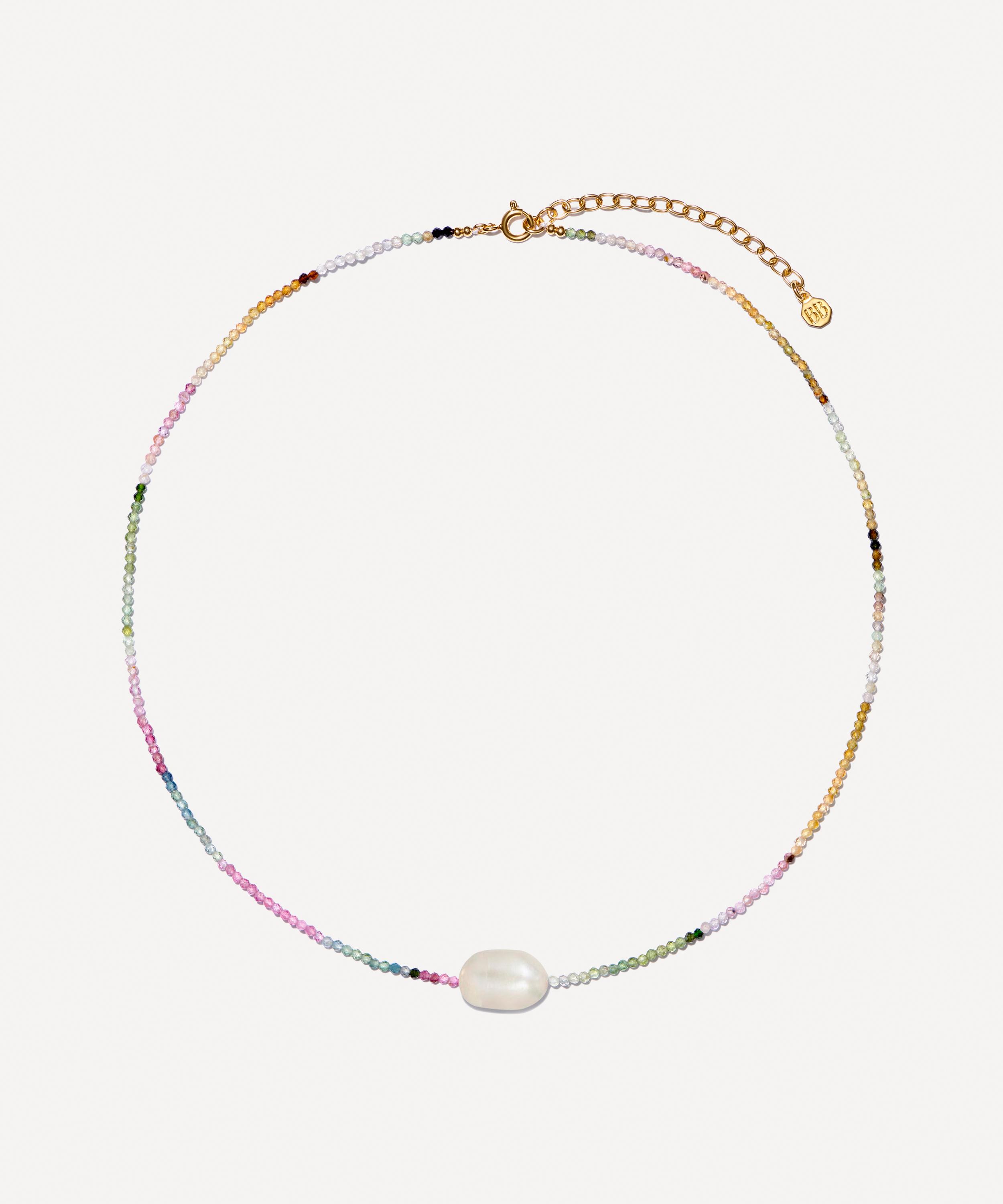 Bon Bon Jewellery Club - 14ct Gold-Plated Vermeil Brass Tourmaline and Pearl Necklace image number 0