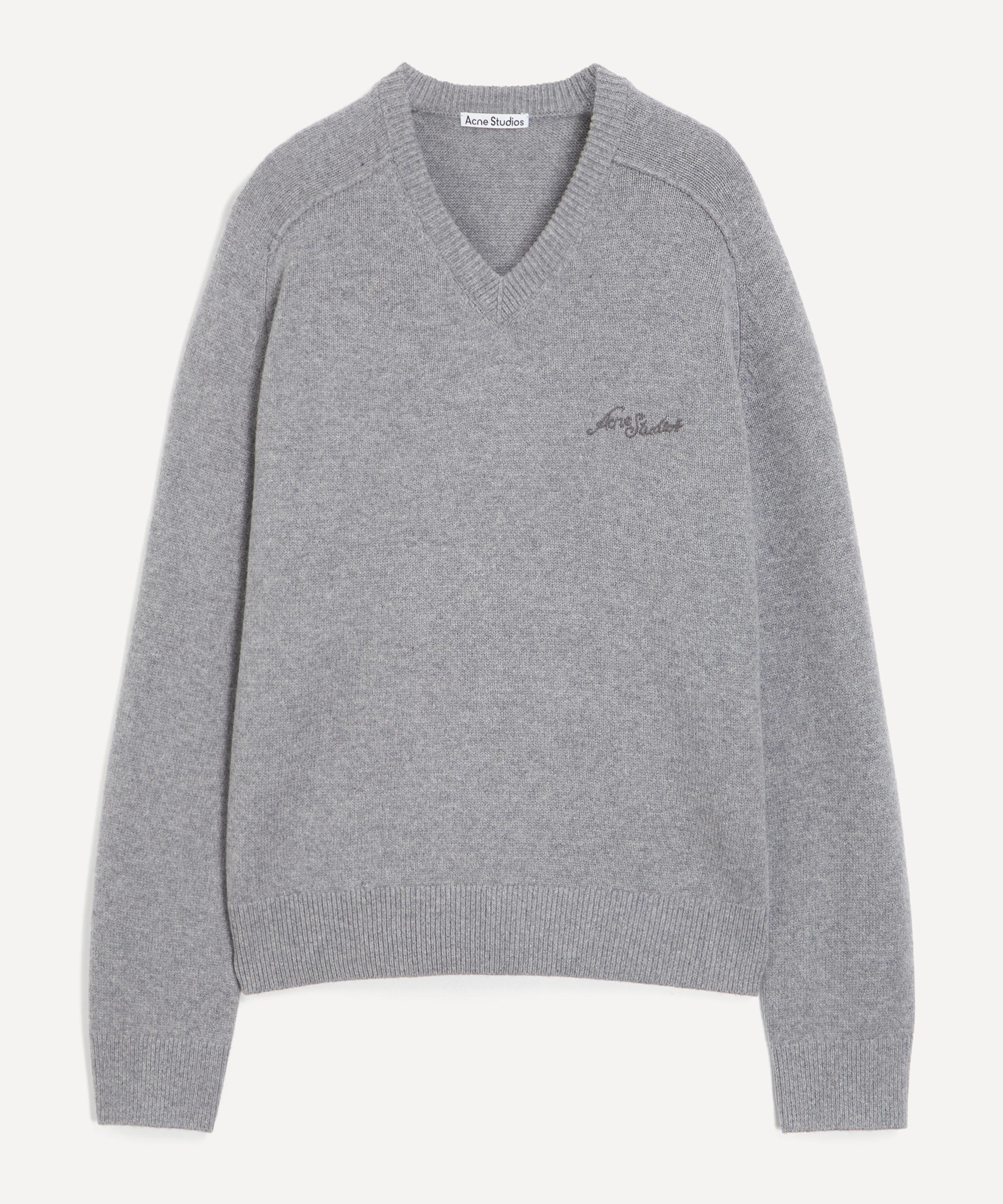 Acne Studios - Dark Grey Melange Yak-Wool V-Neck Jumper image number 0