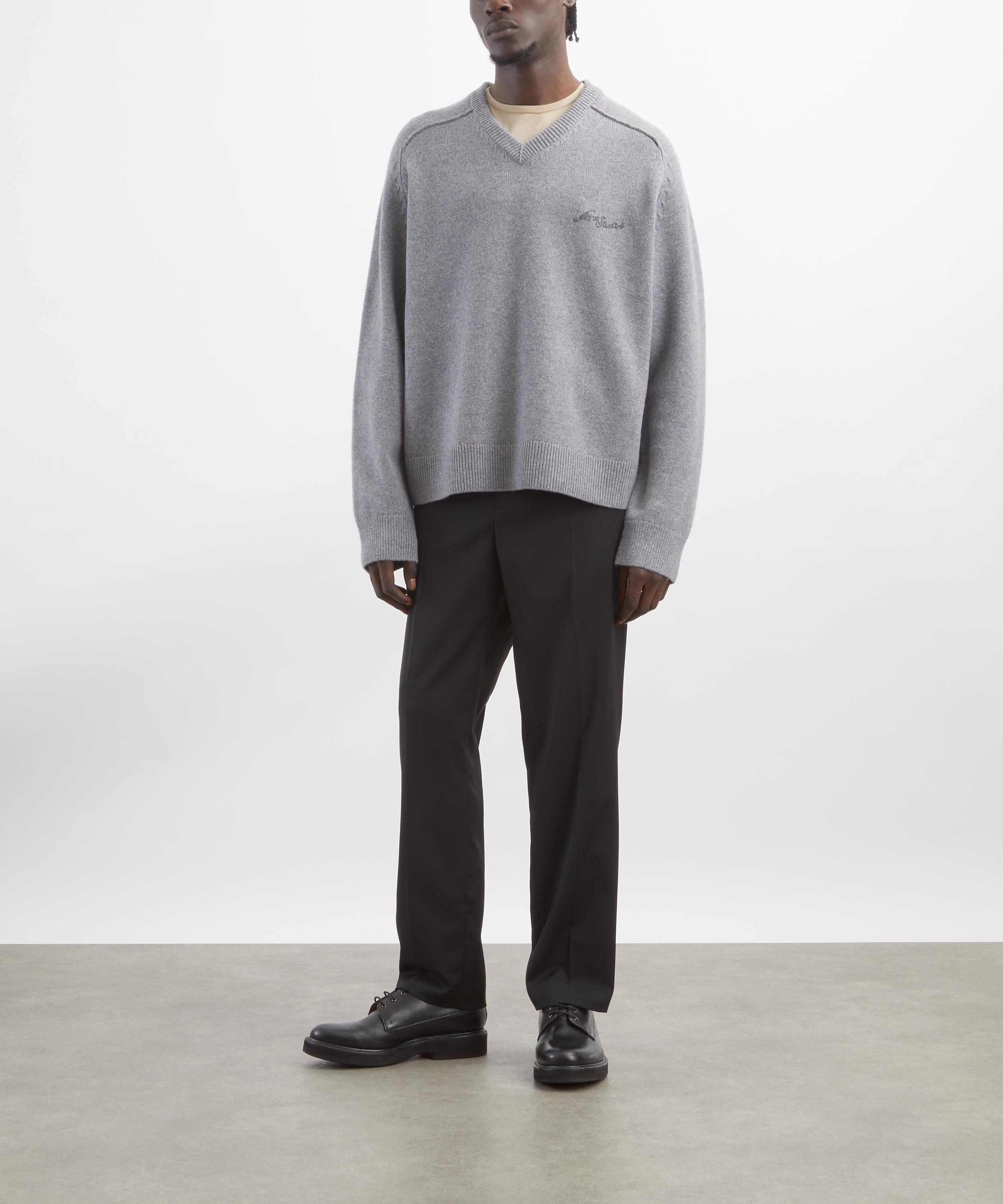 Acne Studios - Dark Grey Melange Yak-Wool V-Neck Jumper image number 1