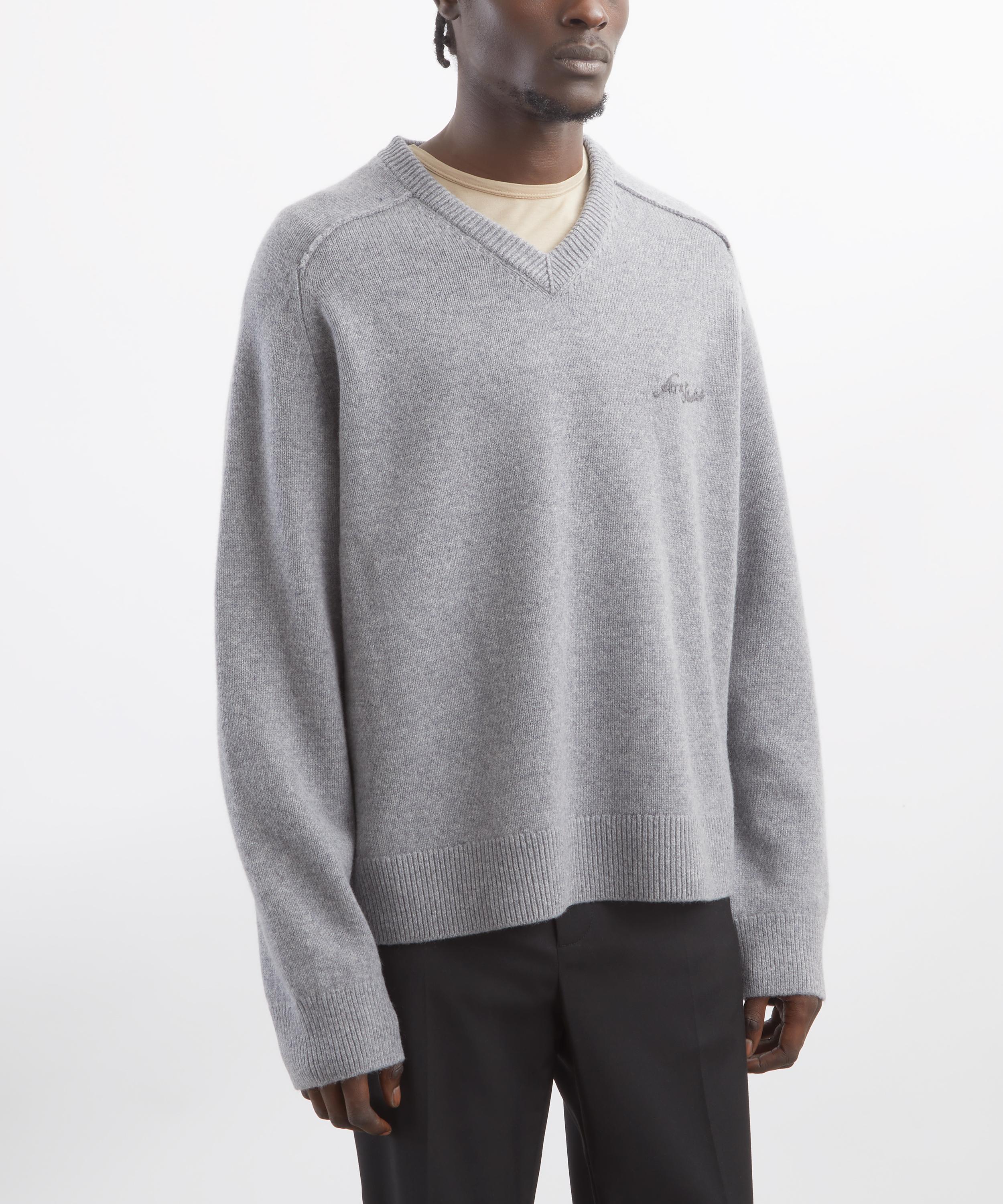 Acne Studios - Dark Grey Melange Yak-Wool V-Neck Jumper image number 2