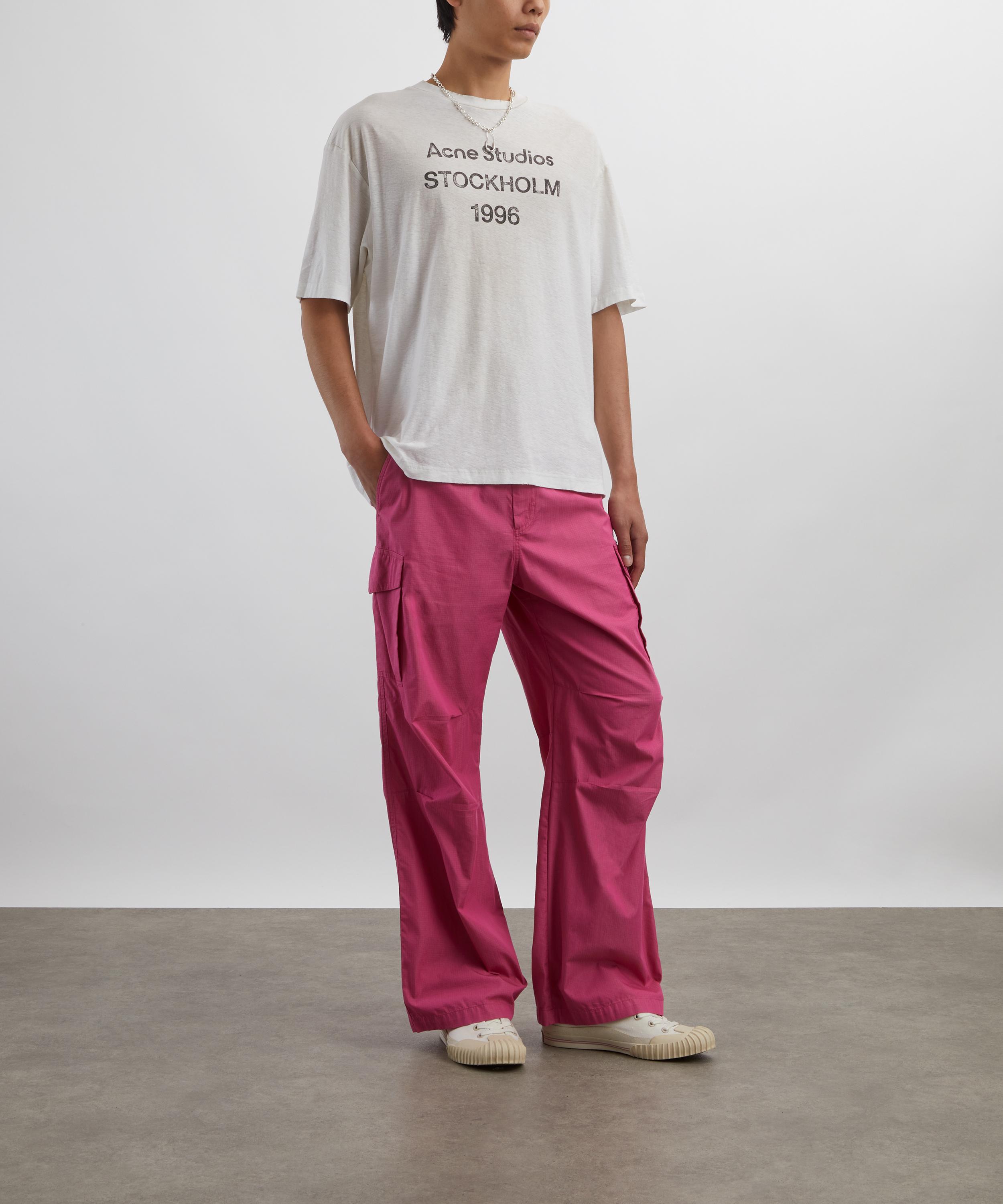 Acne Studios - Dusty White Relaxed Short-Sleeve Logo T-Shirt image number 1