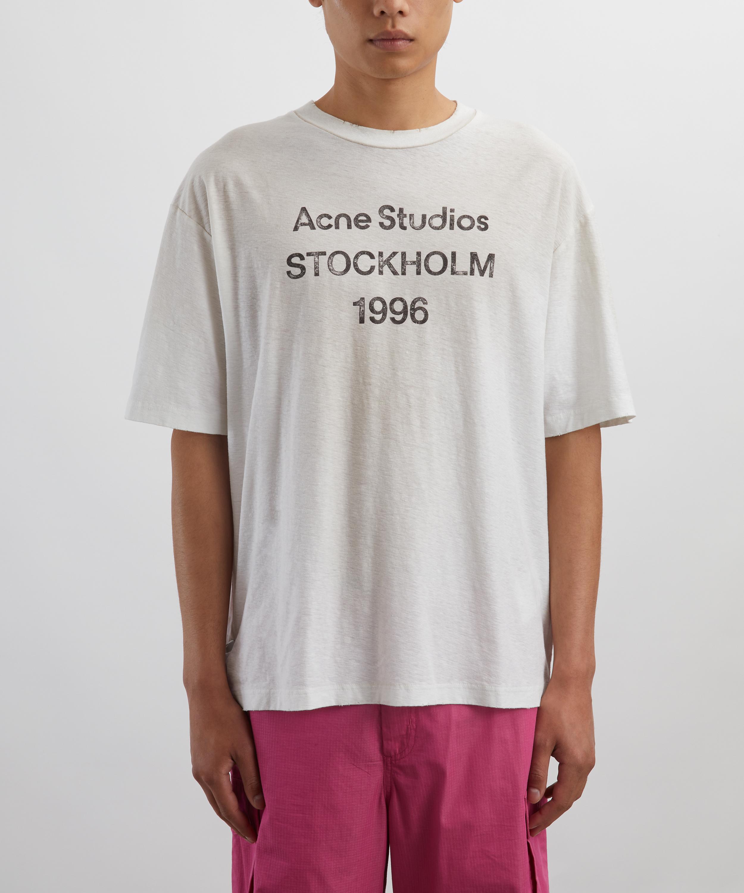 Acne Studios - Dusty White Relaxed Short-Sleeve Logo T-Shirt image number 2