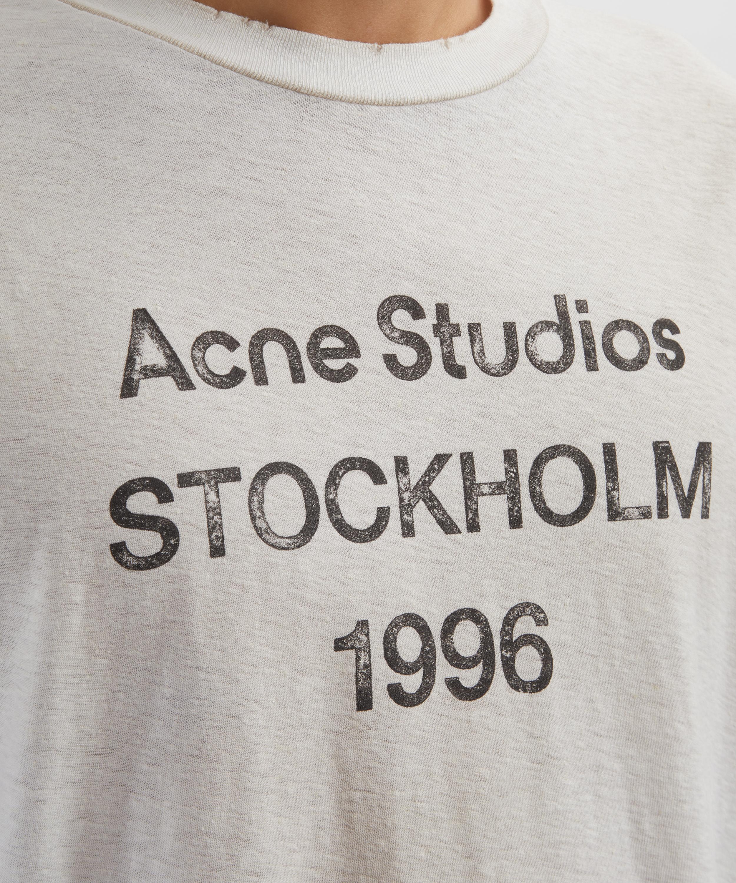 Acne Studios - Dusty White Relaxed Short-Sleeve Logo T-Shirt image number 4