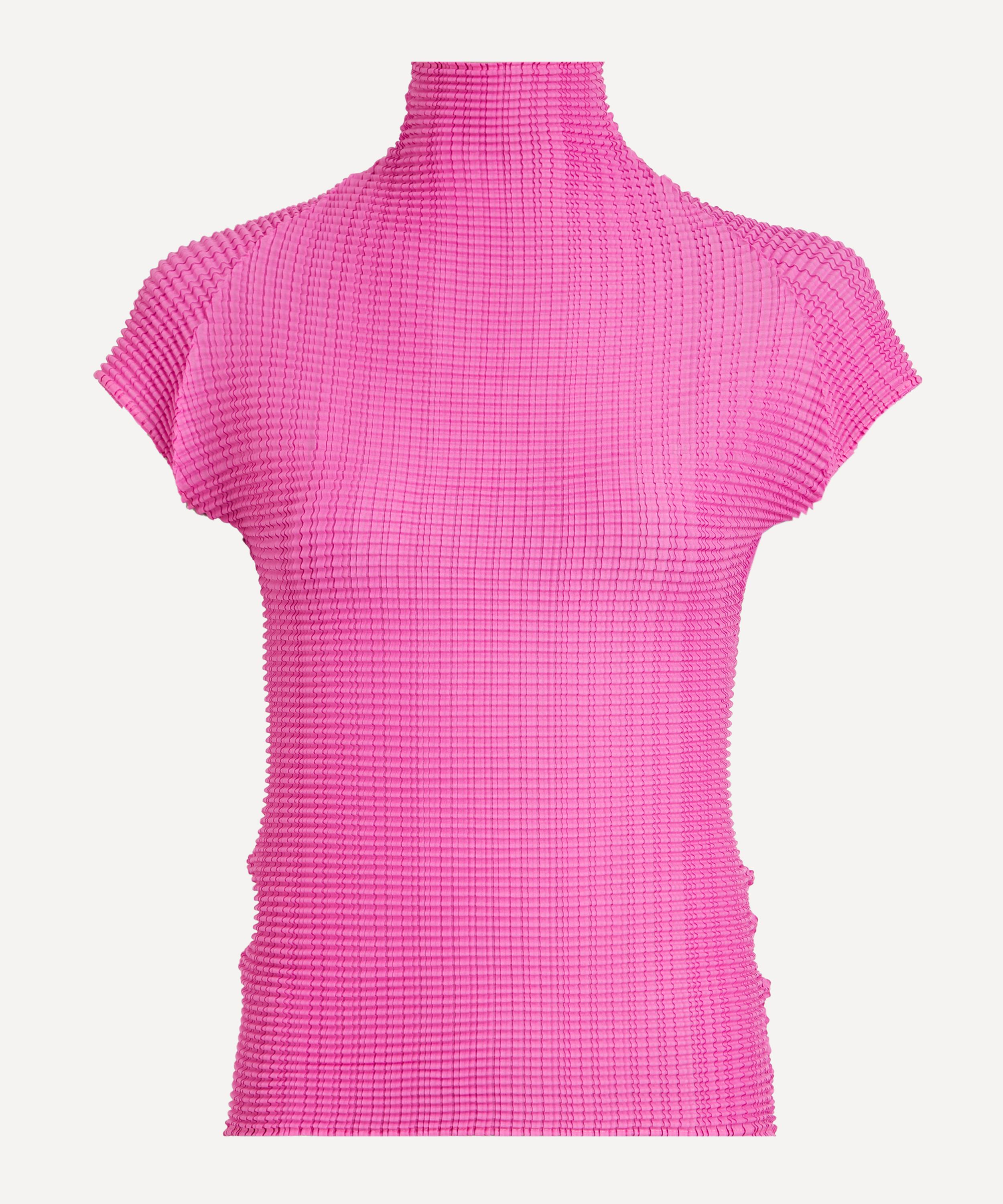 Issey Miyake - Pink Wooly Pleats-58 High-Neck Top image number 0